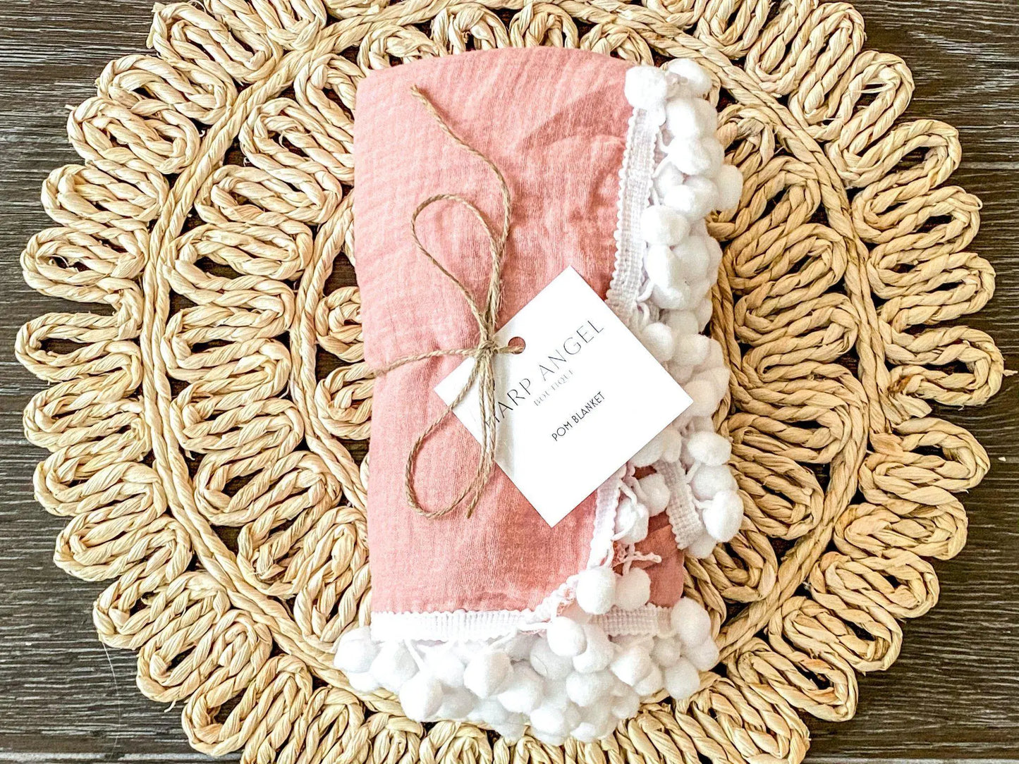Pom Swaddle Blanket - Dusty Pink Harp Angel Boutique