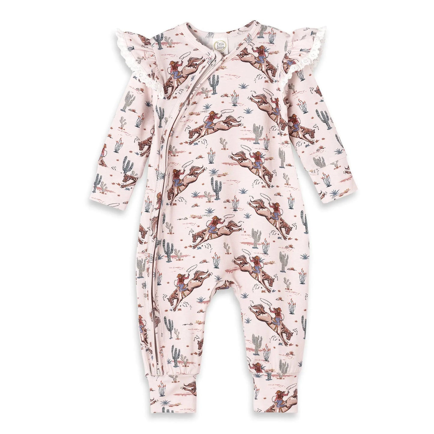 Tesa Babe Prairie Princess Baby Girl Bamboo Western Zipper Romper - Apparel & Accessories > Clothing > Baby & Toddler Clothing > Baby One-Pieces Baby Girl Clothes