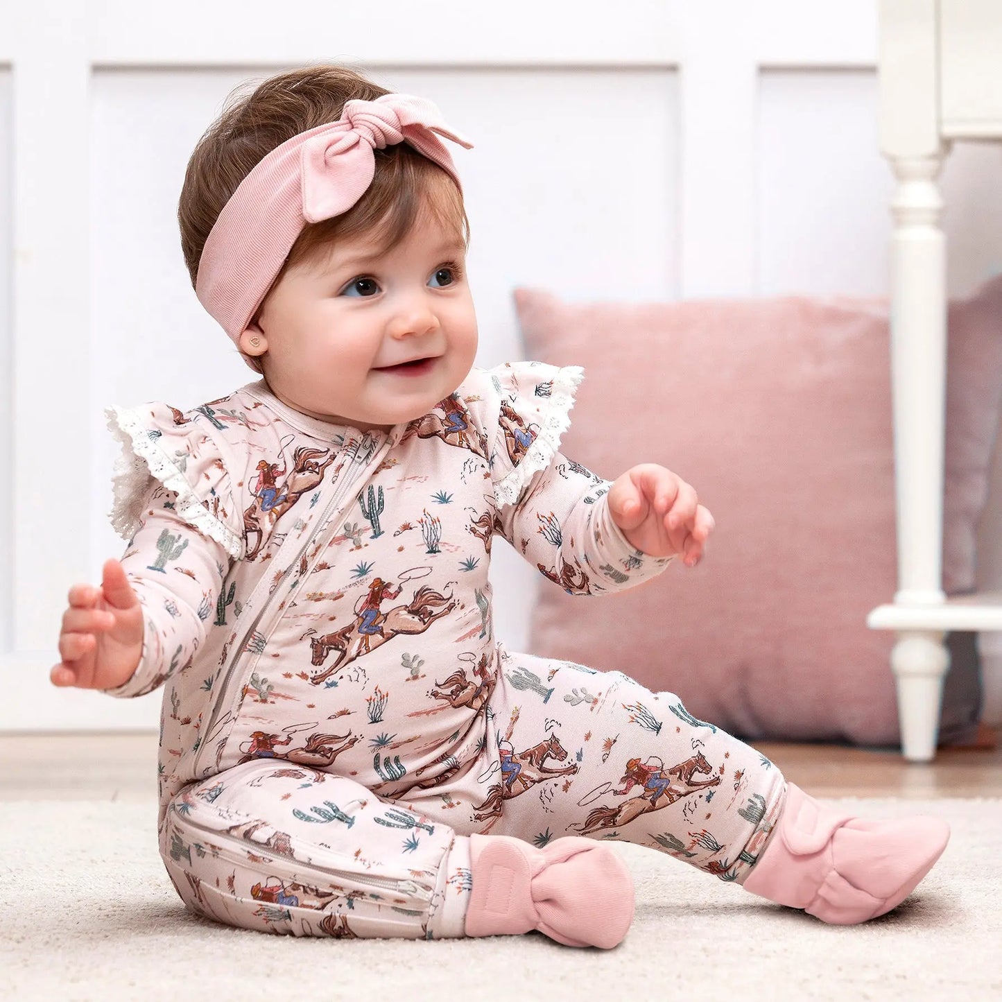 Tesa Babe Prairie Princess Baby Girl Bamboo Western Zipper Romper - Apparel & Accessories > Clothing > Baby & Toddler Clothing > Baby One-Pieces Baby Girl Clothes