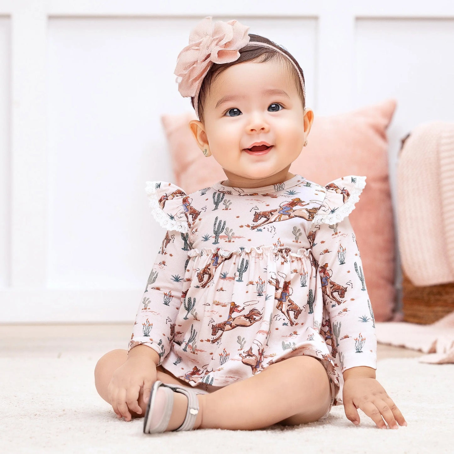 Tesa Babe Prairie Princess Baby Girl Western Bamboo Skirted Bodysuit - Apparel & Accessories > Clothing > Baby & Toddler Clothing > Baby One-Pieces Baby Girl Clothes