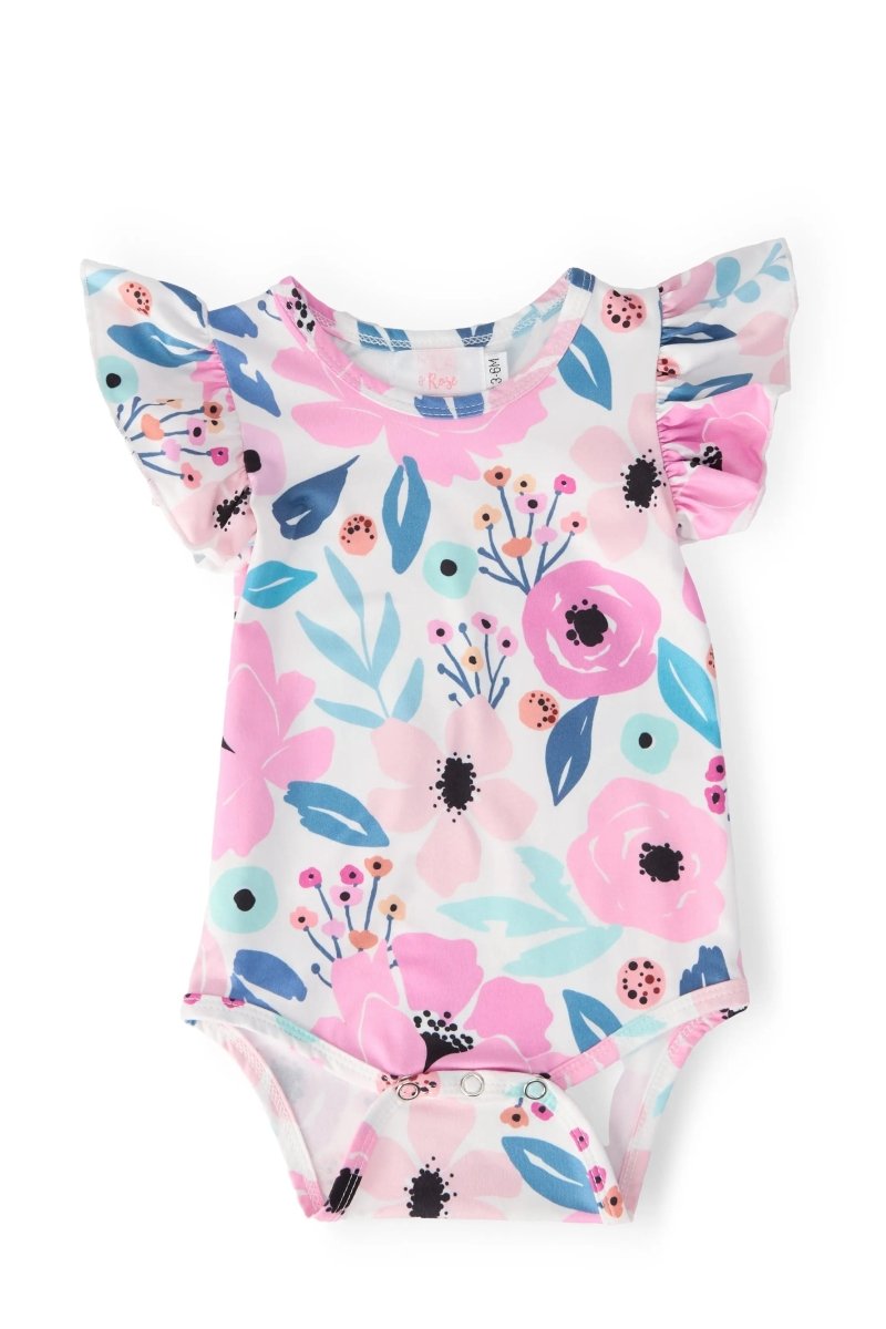 Mila & Rose ® Pretty in Purple Flutter Bodysuit Short Sleeve for Baby - Everetts Place Boutique -