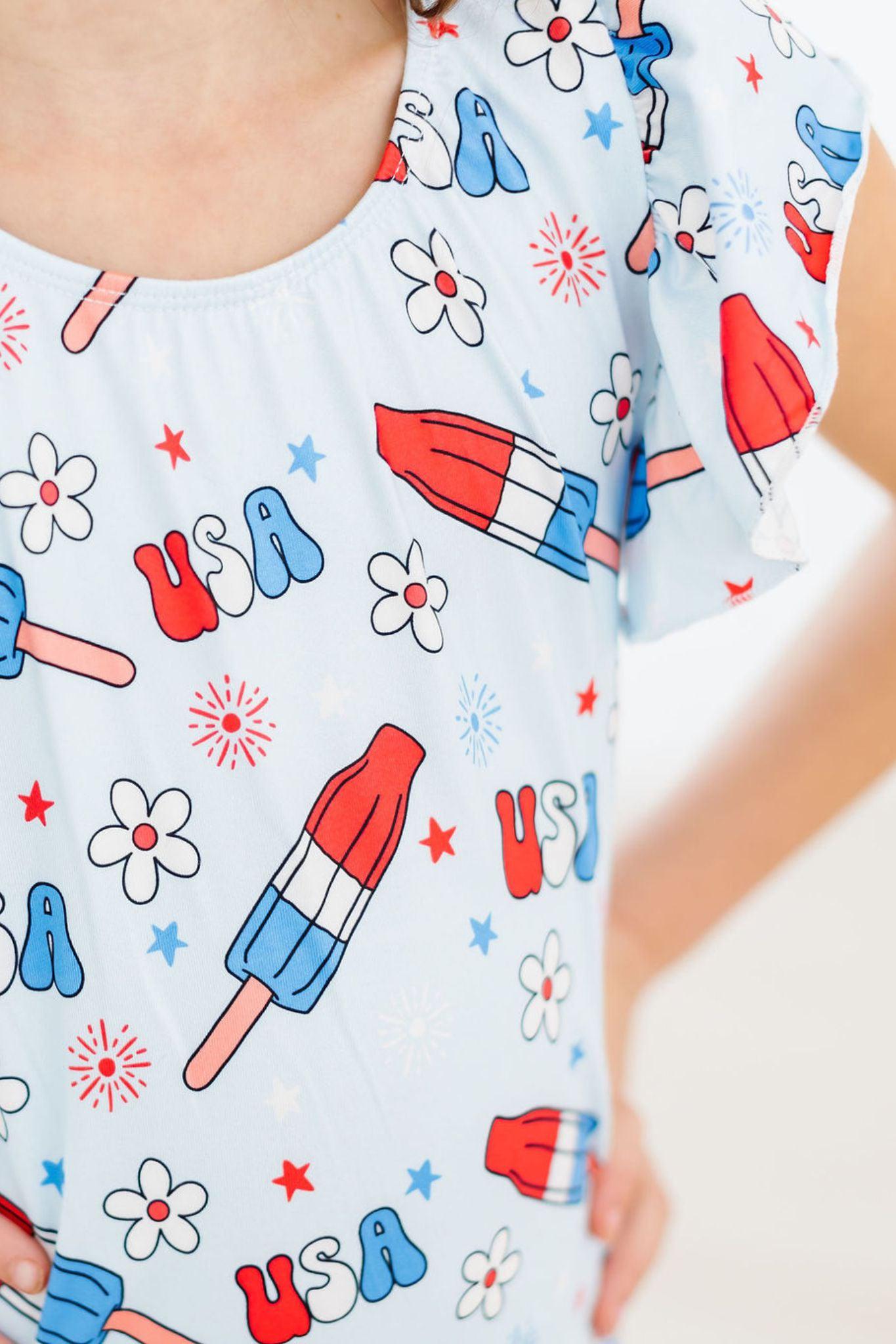 Mila & Rose ® Mila and Rose Patriotic Short Sleeve Flutter Leotard - Apparel & Accessories > Clothing > Activewear > Dance Dresses, Skirts & Costumes Flutter Leotard S/S