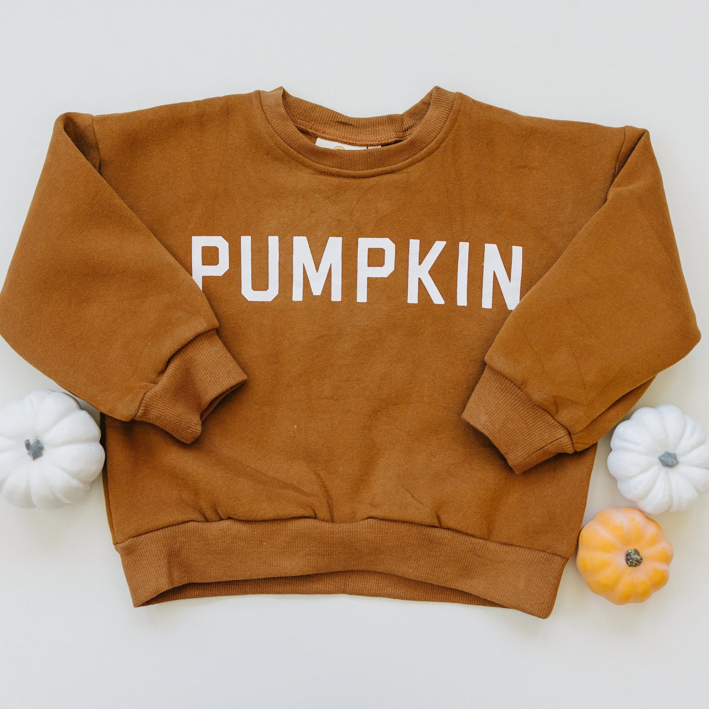 Pumpkin Graphic Crewneck Sweatshirt For Kids Cotton Fleece Little Joy Co. Everetts Place: Online Boutique