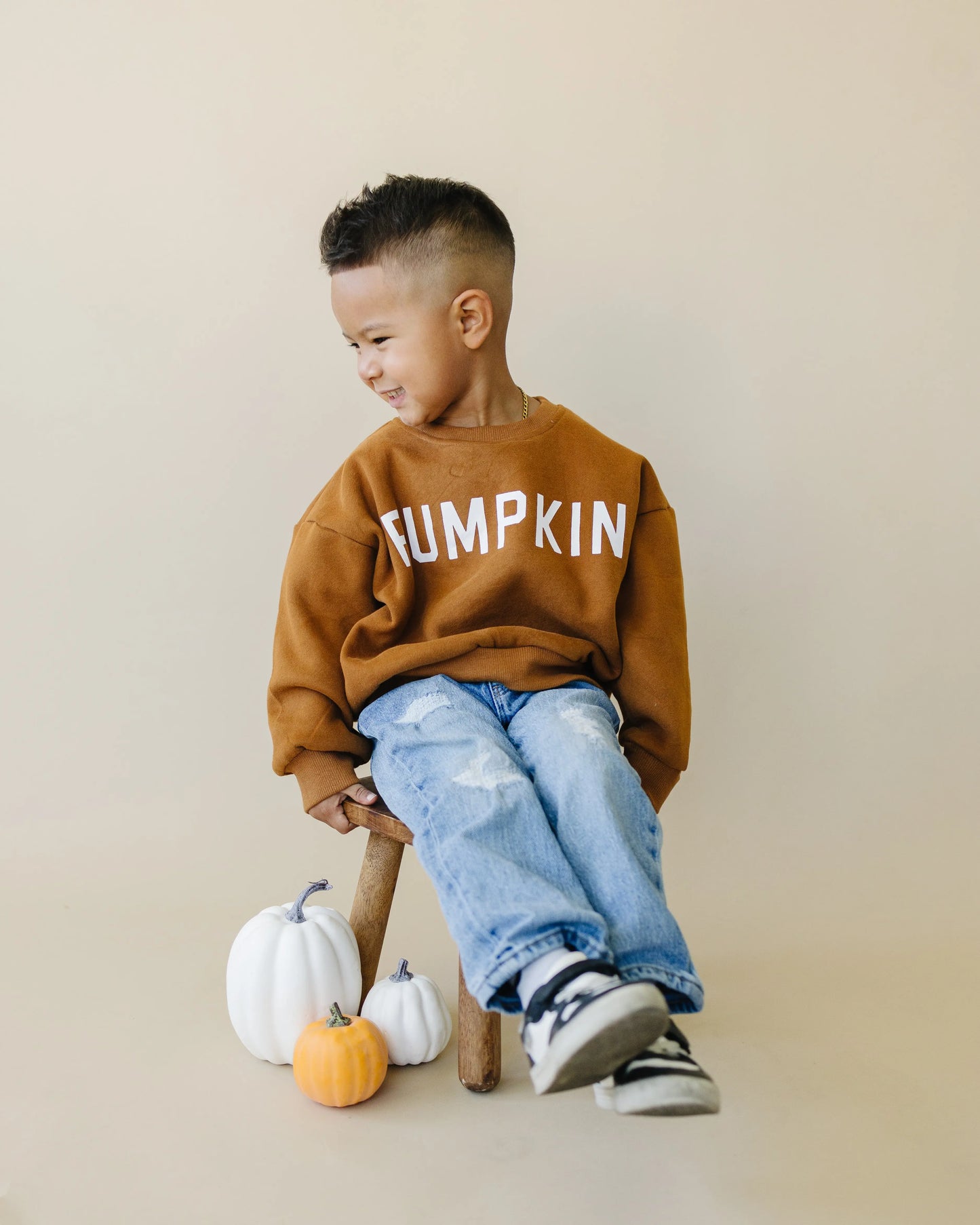 Pumpkin Graphic Crewneck Sweatshirt For Kids Cotton Fleece Little Joy Co. Everetts Place: Online Boutique