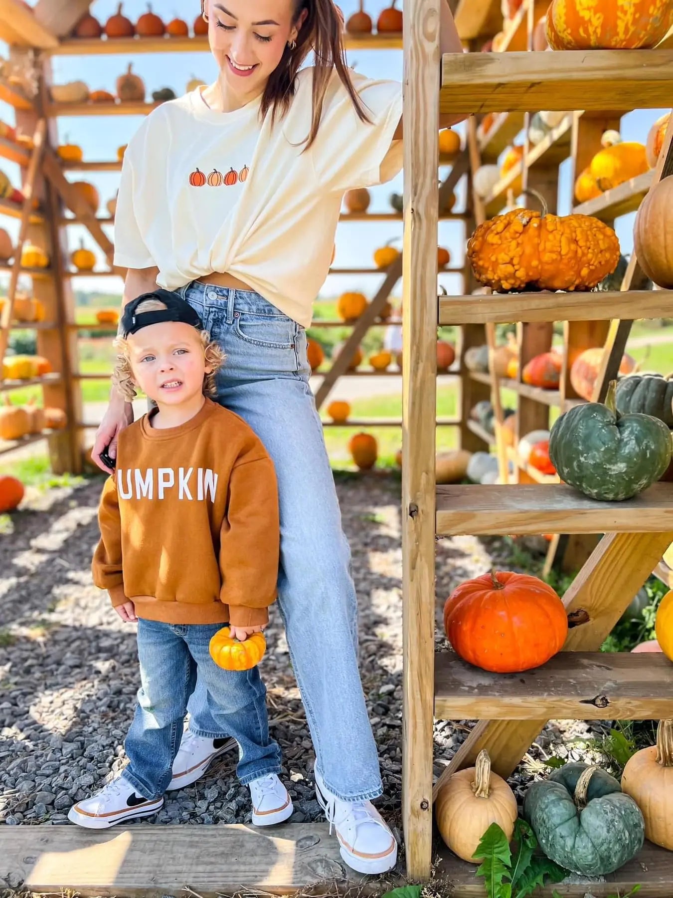Pumpkin Graphic Crewneck Sweatshirt For Kids Cotton Fleece Little Joy Co. Everetts Place: Online Boutique