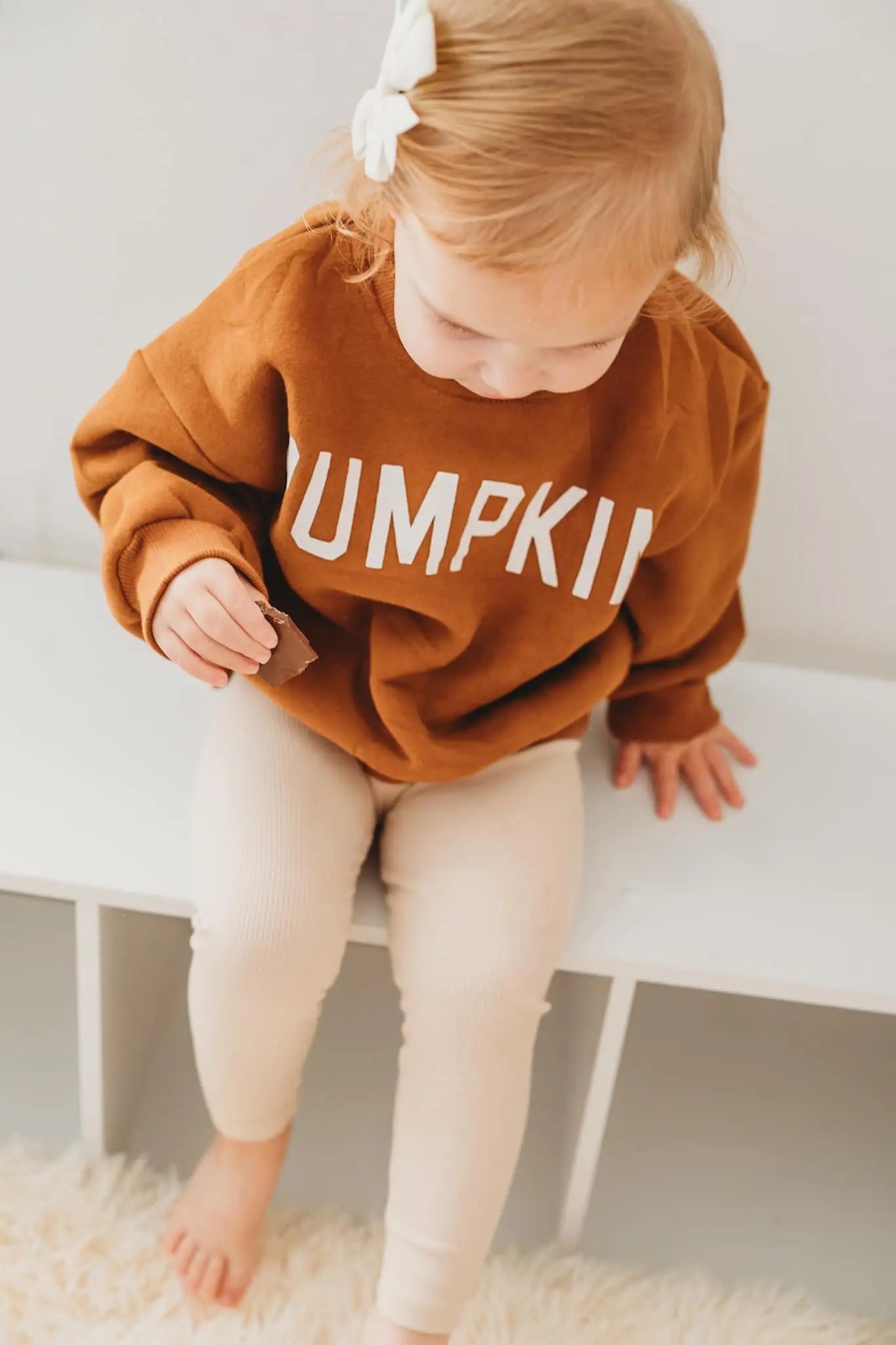 Pumpkin Graphic Crewneck Sweatshirt For Kids Cotton Fleece Little Joy Co. Everetts Place: Online Boutique