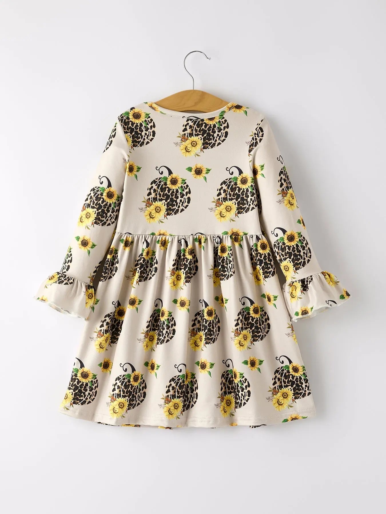 Pumpkin Leopard Print Autumn Girls Ruffle Two Piece Dress Rylee Faith Designs Everetts Place: Online Boutique