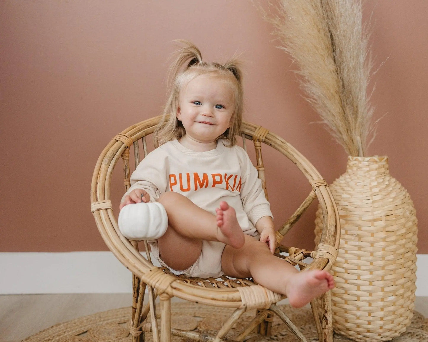 Pumpkin Organic Cotton Sweatshirt Romper Little Joy Co. Everetts Place: Online Boutique