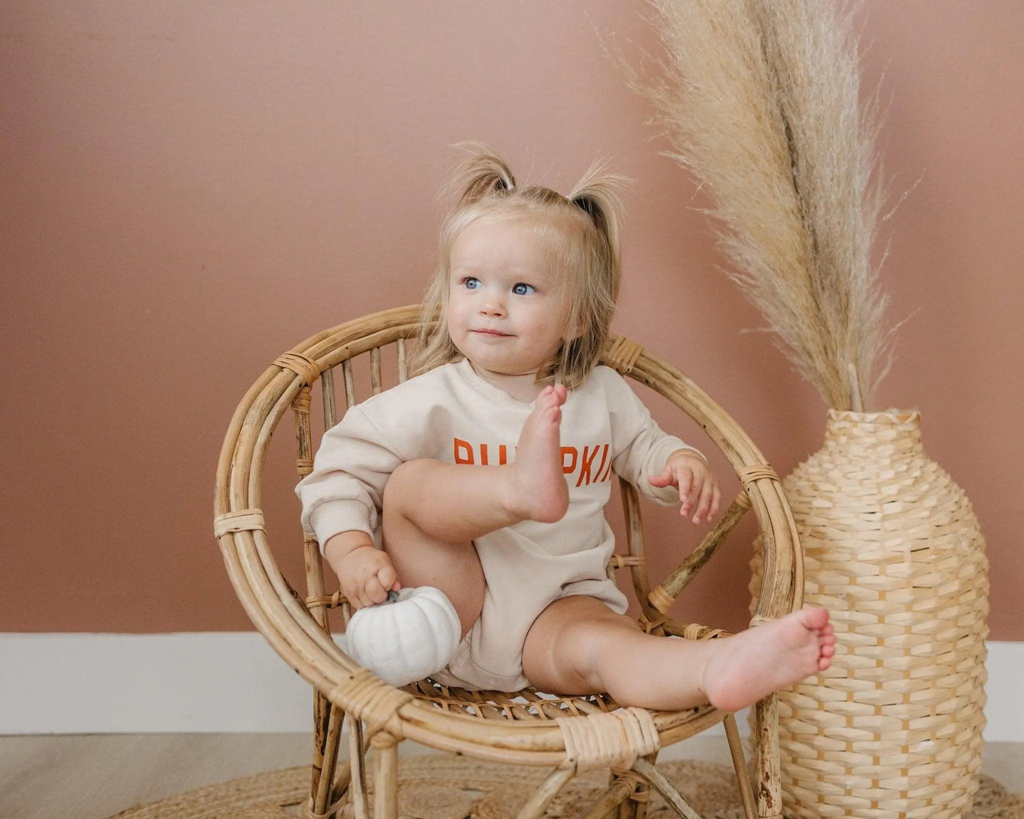 Pumpkin Organic Cotton Sweatshirt Romper Little Joy Co. Everetts Place: Online Boutique