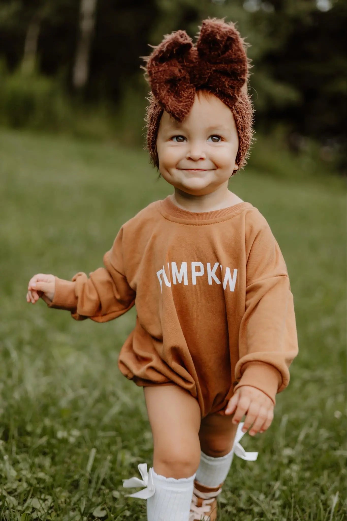 Pumpkin Oversized Sweatshirt Romper With Snap Closure Little Joy Co. Everetts Place: Online Boutique