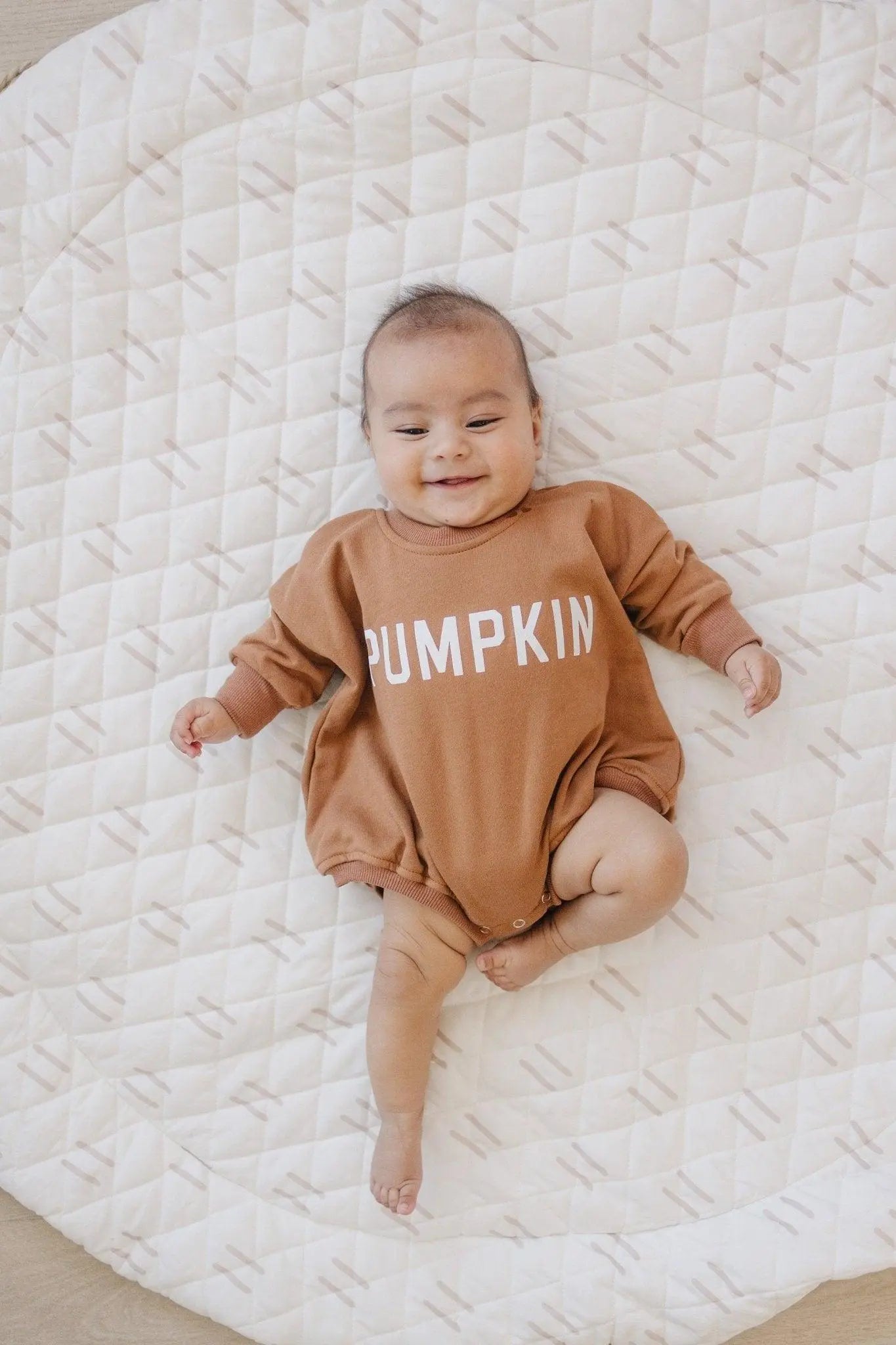Pumpkin Oversized Sweatshirt Romper With Snap Closure Little Joy Co. Everetts Place: Online Boutique
