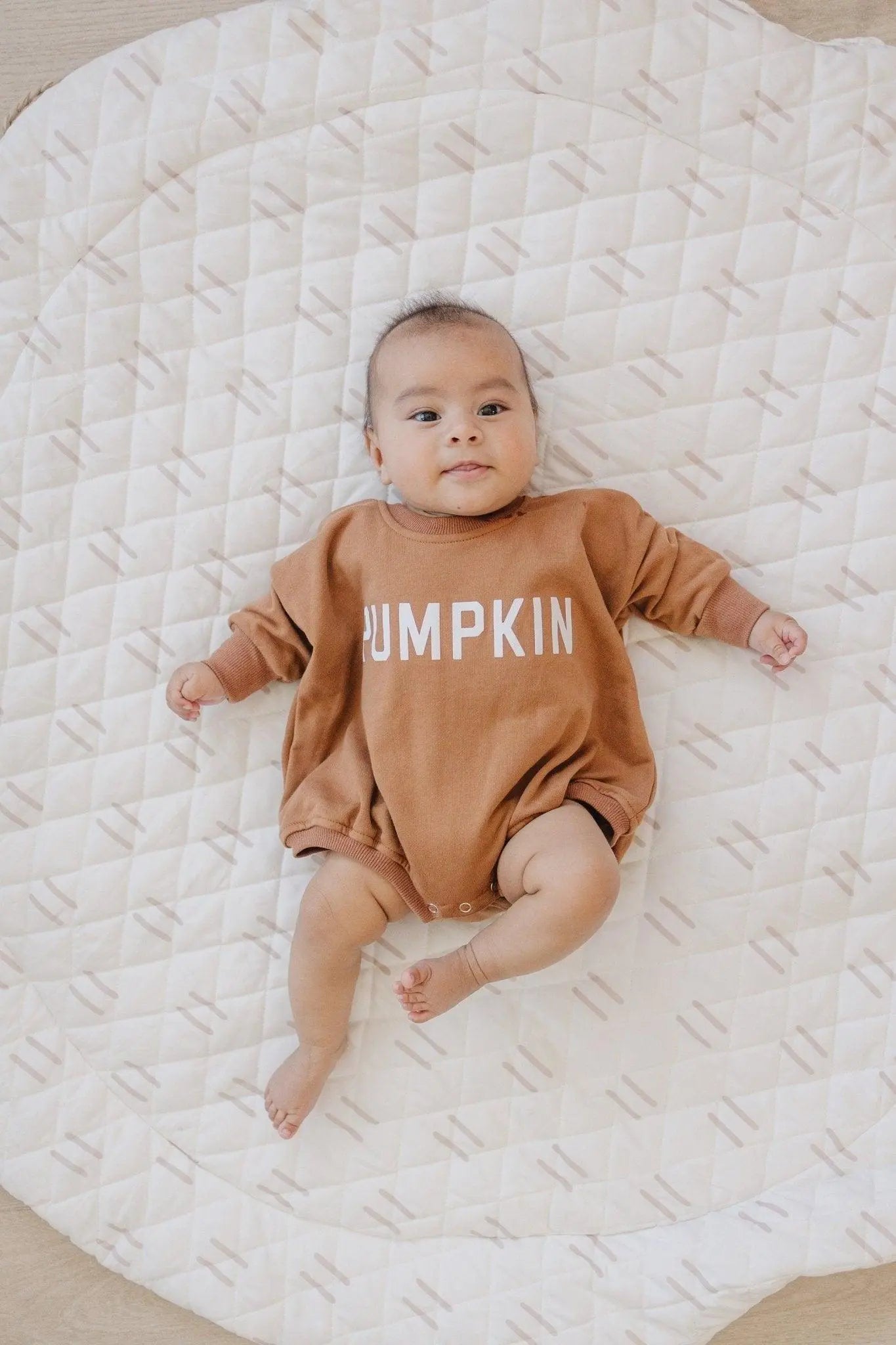 Pumpkin Oversized Sweatshirt Romper With Snap Closure Little Joy Co. Everetts Place: Online Boutique