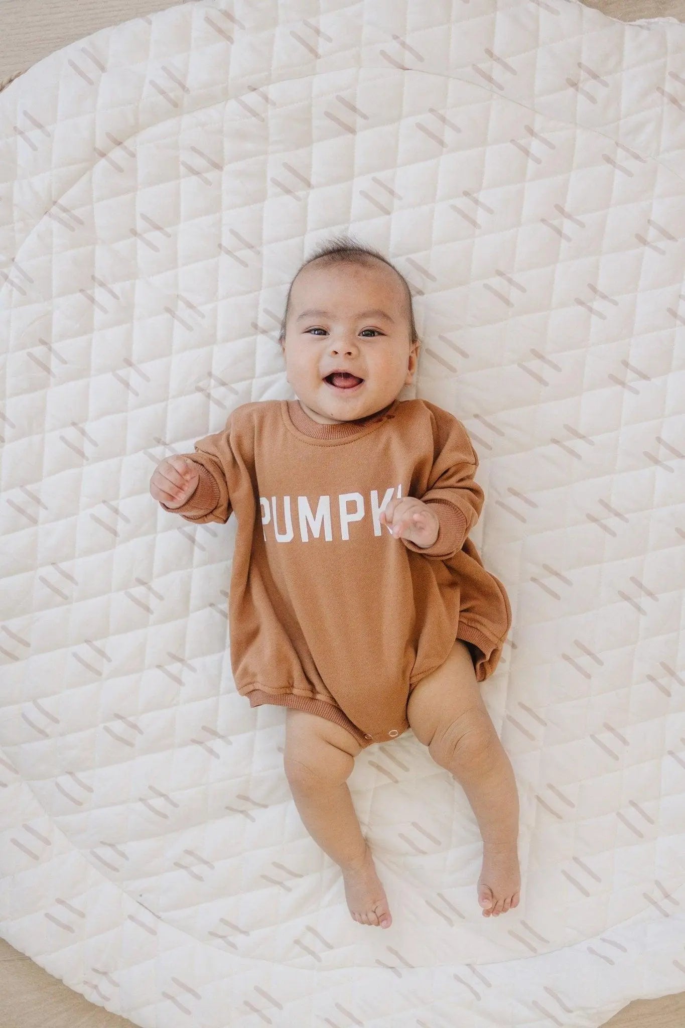 Pumpkin Oversized Sweatshirt Romper With Snap Closure Little Joy Co. Everetts Place: Online Boutique