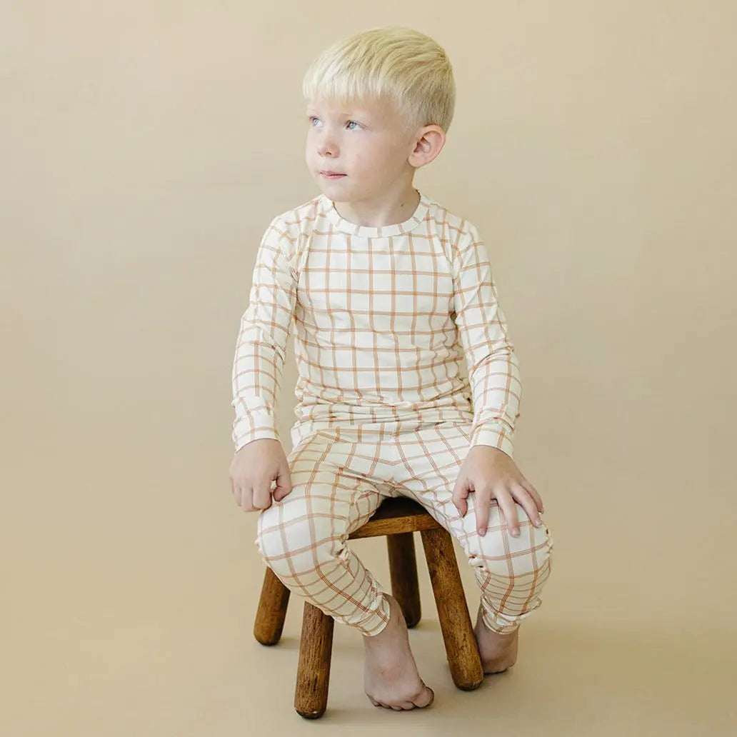 Pumpkin Pajamas 2pc Plaid Bamboo Set For Kids Warm Cozy Little Joy Co. Everetts Place: Online Boutique