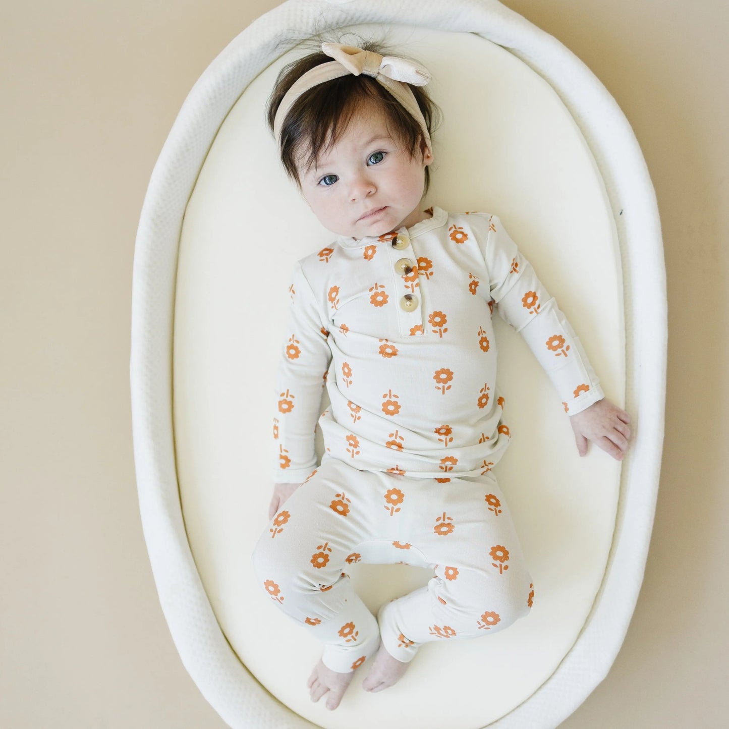 Pumpkin Posie Bamboo Pajamas For Kids 2 Piece Henley Set Little Joy Co. Everetts Place: Online Boutique