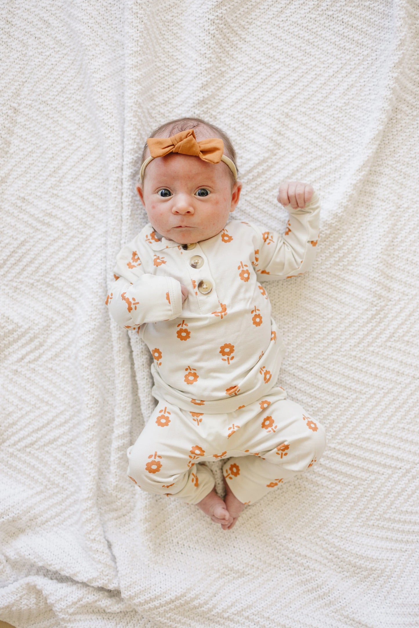 Pumpkin Posie Bamboo Pajamas For Kids 2 Piece Henley Set Little Joy Co. Everetts Place: Online Boutique