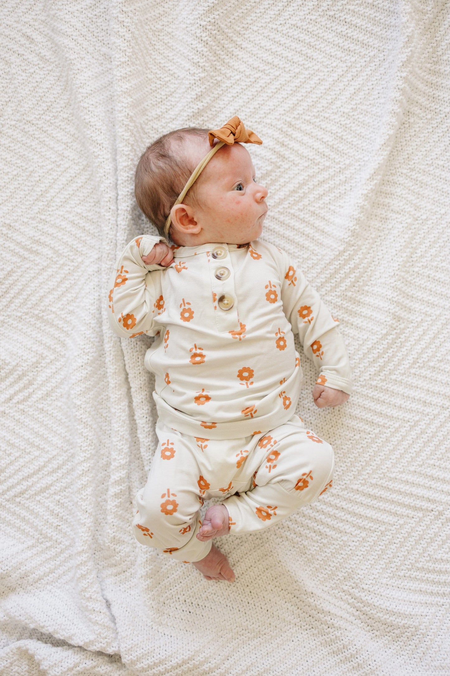 Pumpkin Posie Bamboo Pajamas For Kids 2 Piece Henley Set Little Joy Co. Everetts Place: Online Boutique