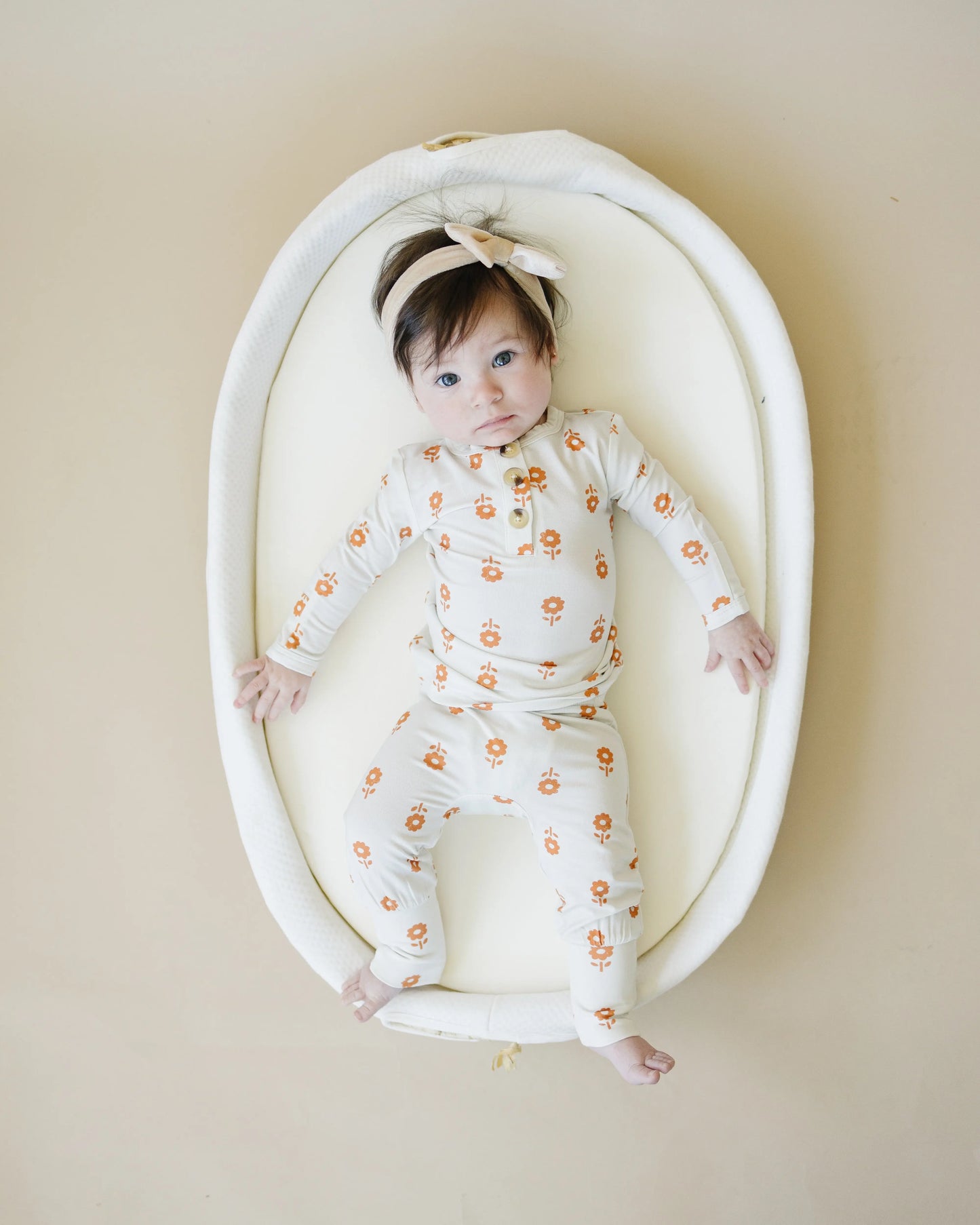 Pumpkin Posie Bamboo Pajamas For Kids 2 Piece Henley Set Little Joy Co. Everetts Place: Online Boutique
