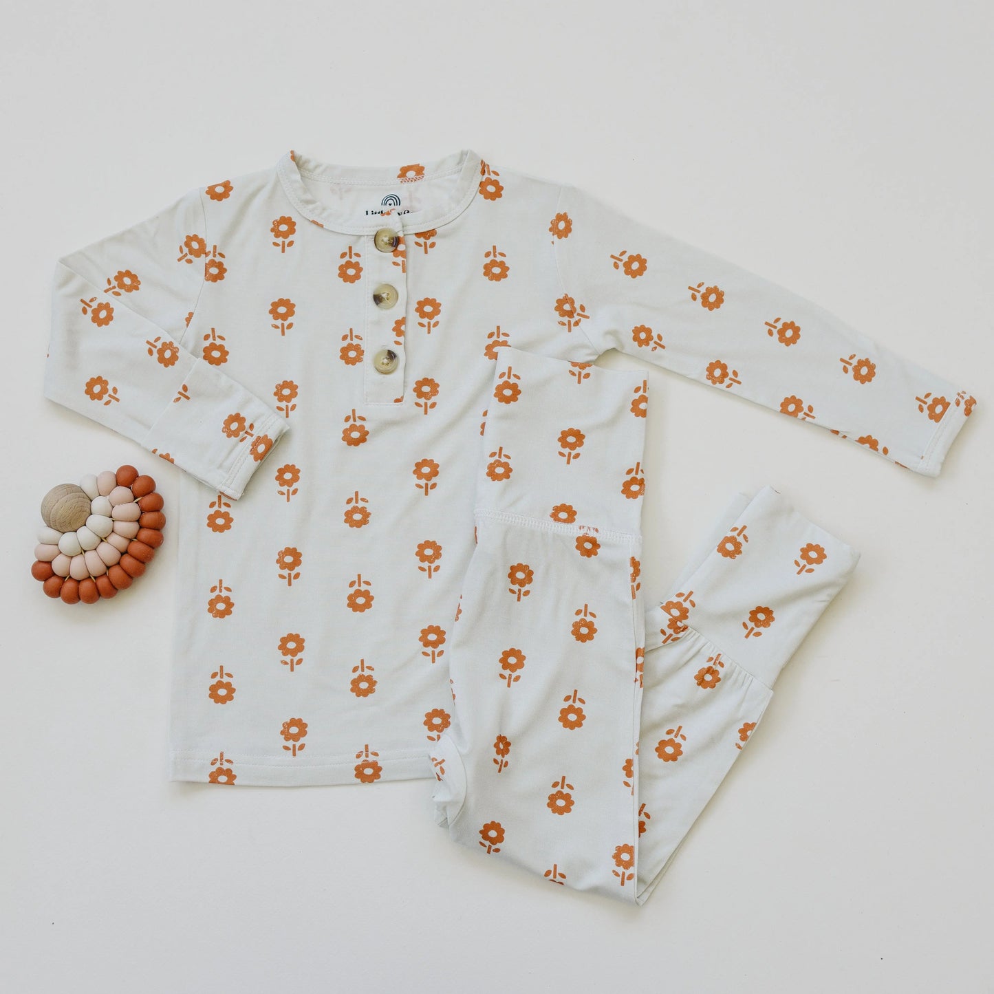 Pumpkin Posie Bamboo Pajamas For Kids 2 Piece Henley Set Little Joy Co. Everetts Place: Online Boutique