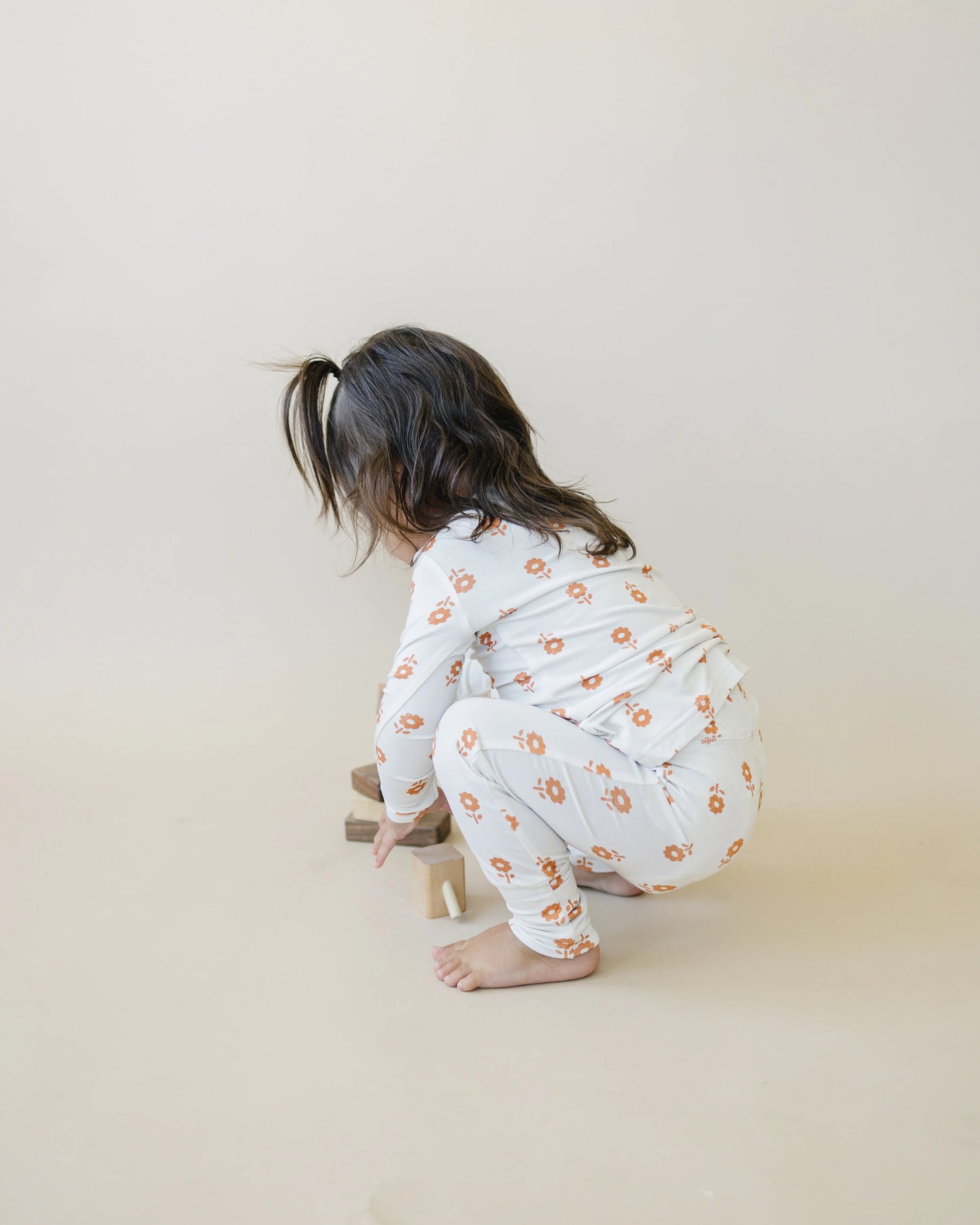Pumpkin Posie Bamboo Pajamas For Kids 2 Piece Henley Set Little Joy Co. Everetts Place: Online Boutique