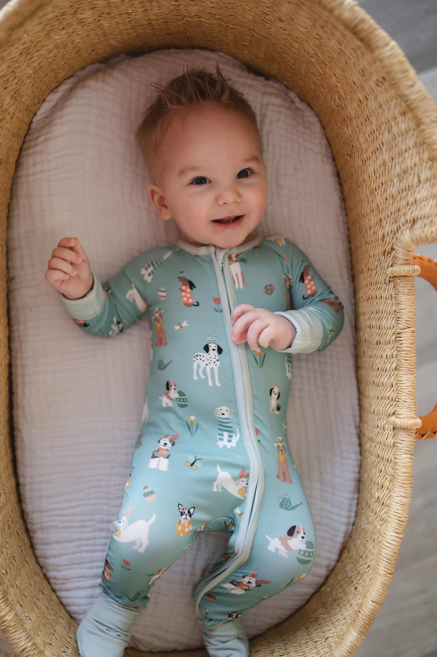 Puppy Egg Hunt Convertible Zip Footies Aquamarine Sleepwear Dreamlet Everetts Place: Online Boutique