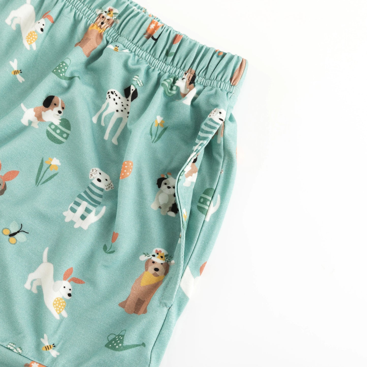 Puppy Egg Hunt Womens Short Sleeve Pajama Set Aquamarine Dreamlet Everetts Place: Online Boutique