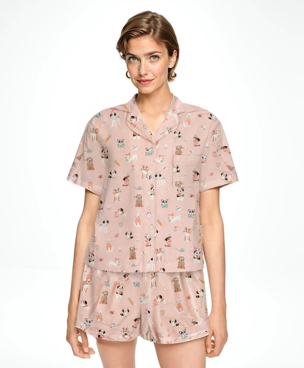 Puppy Egg Hunt Womens Short Sleeve Pajama Set Pink Dreamlet Dreamlet Everetts Place: Online Boutique