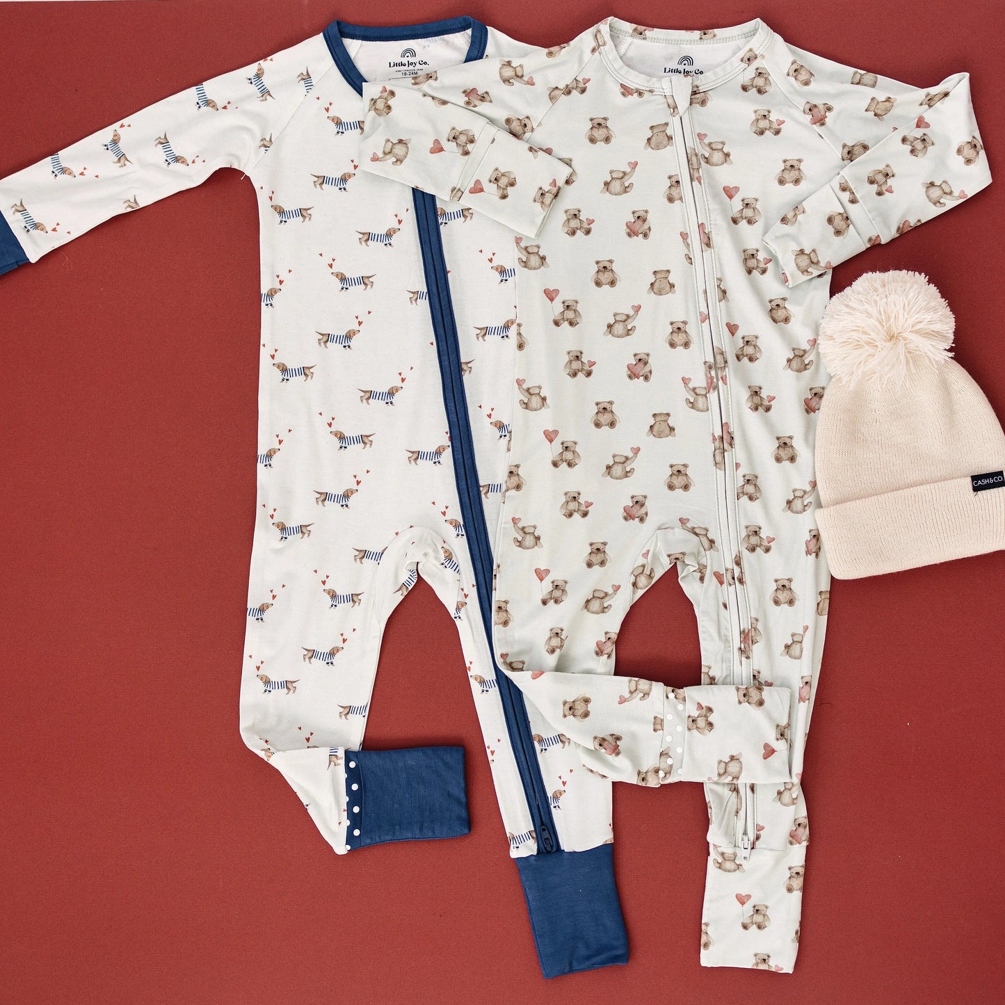 Puppy Love Bamboo Zippy Romper Foldover Feet For Babies Little Joy Co. Everetts Place: Online Boutique