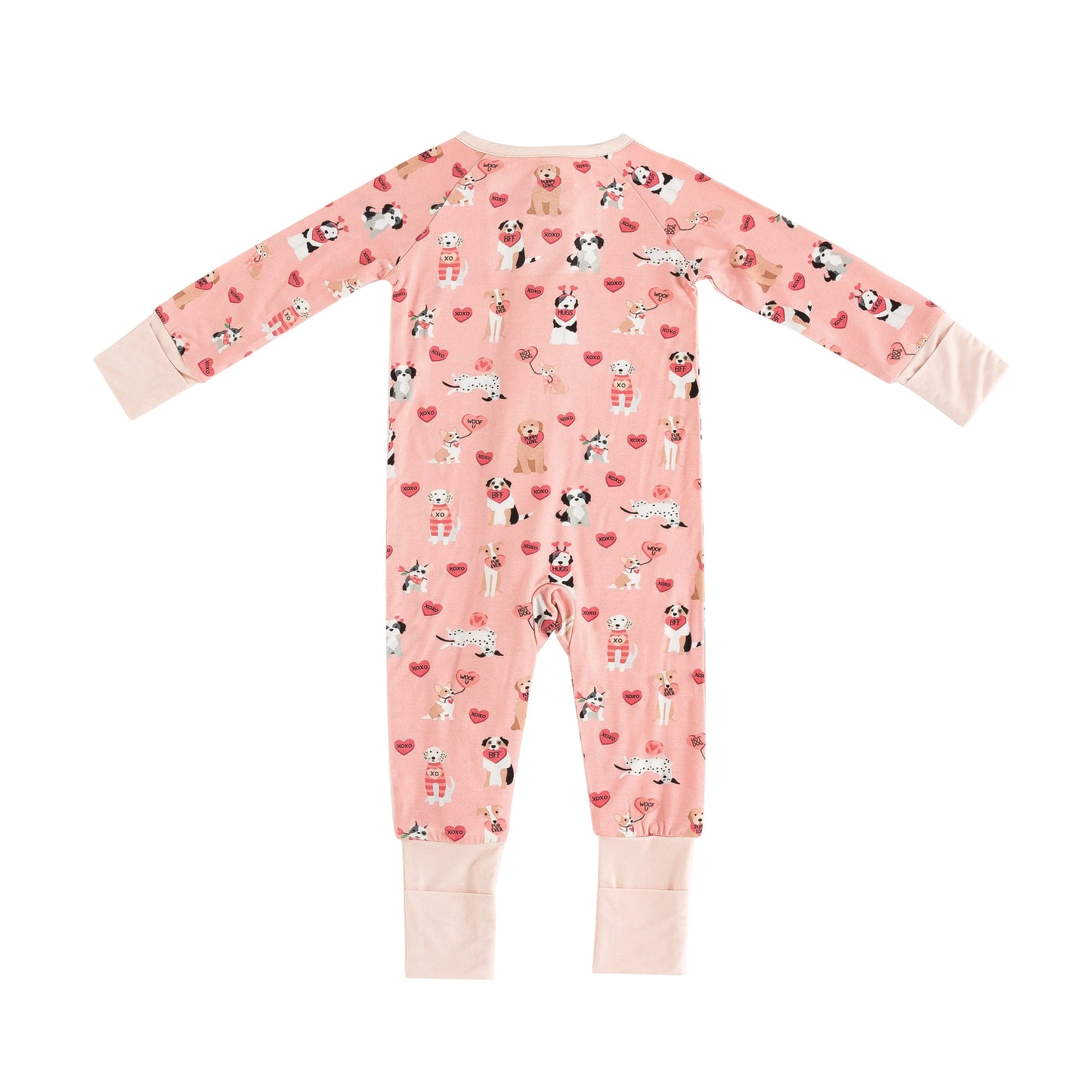 Pups And Kisses Convertible Zip Footies Pink Baby Sleepwear Dreamlet Everetts Place: Online Boutique