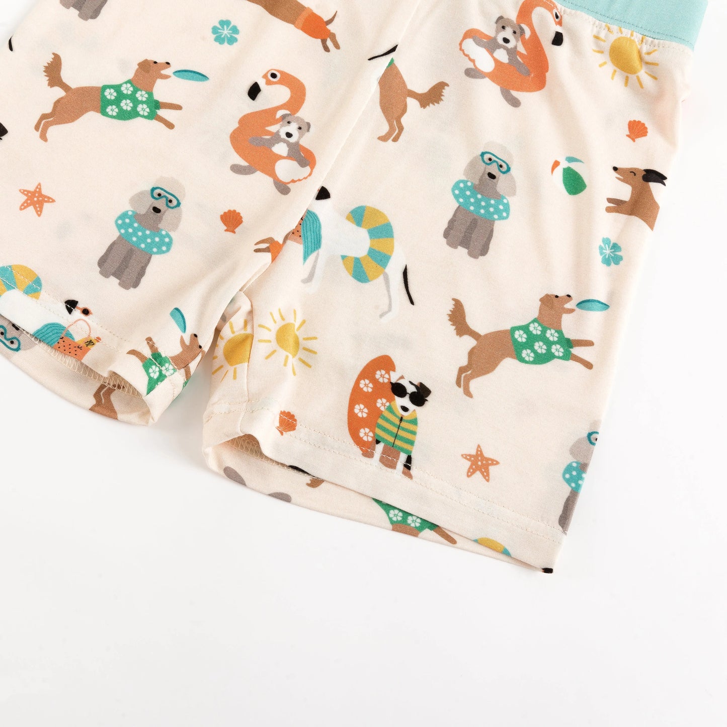 Pups in the Sun Short Pajama Set Beach Day Print for Kids Dreamlet Everetts Place: Online Boutique