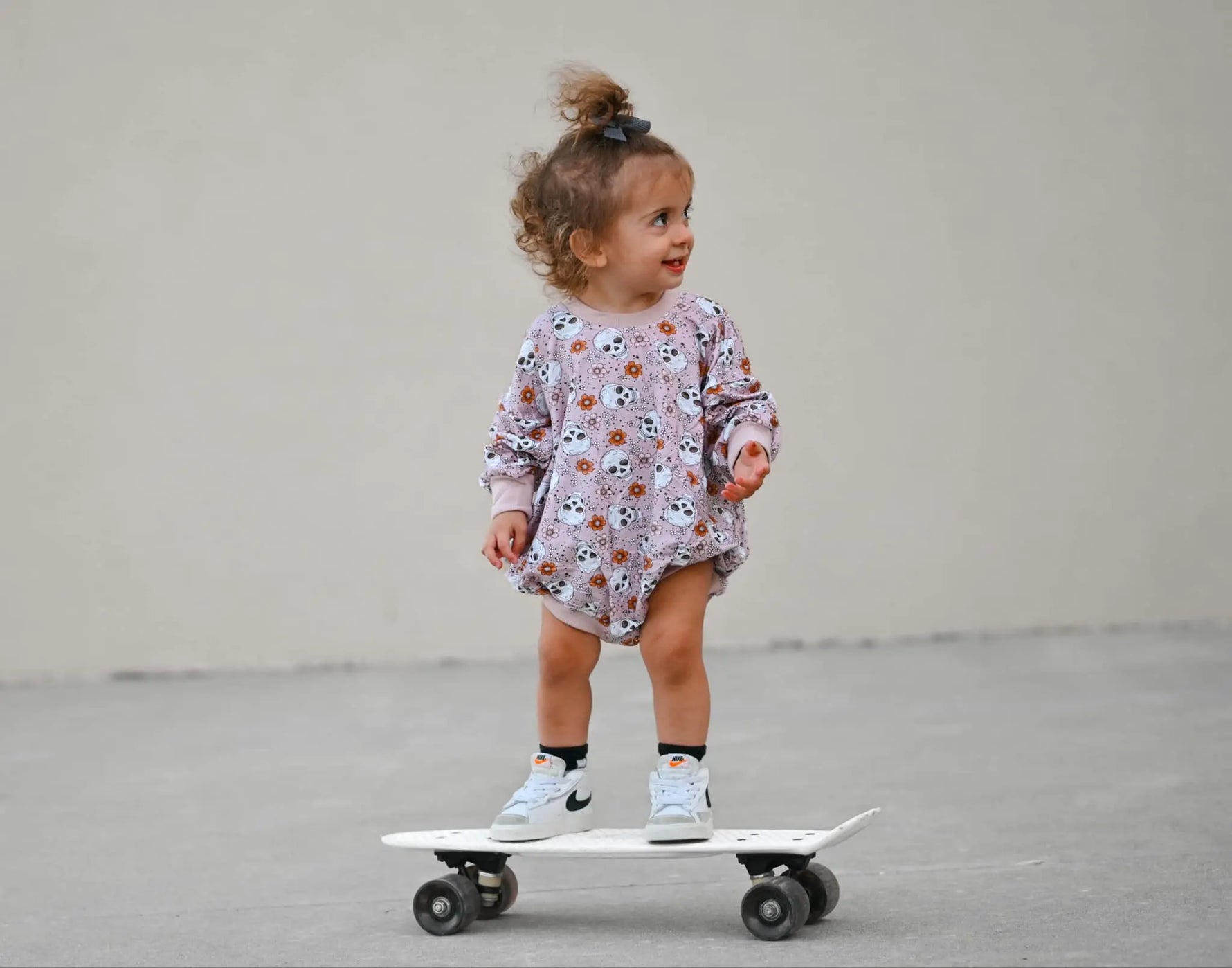 Little Joy Co. Purple Floral Skulls Bamboo Bubble Romper For Baby - Apparel & Accessories > Clothing > Baby & Toddler Clothing > Baby & Toddler Outfits