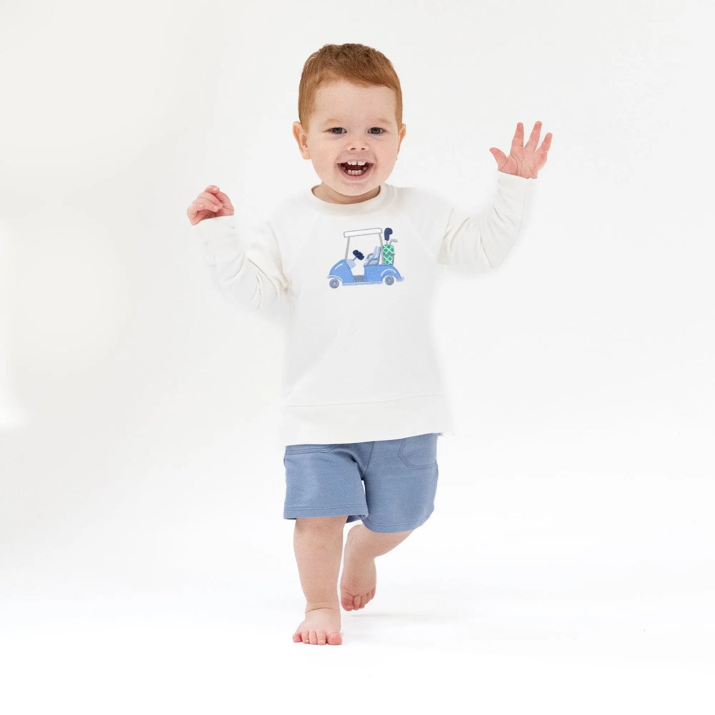 Raglan Sweatshirt With Golf Cart Chenille Applique Fall Fun Angel Dear Everetts Place: Online Boutique