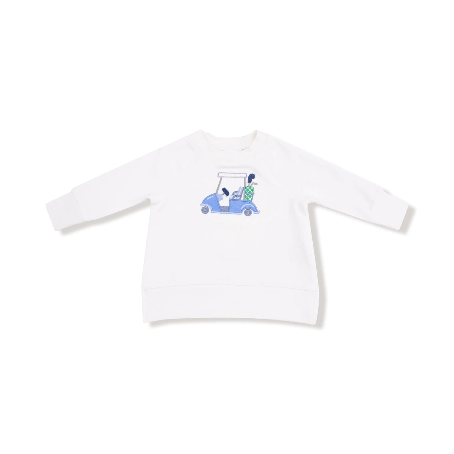 Raglan Sweatshirt With Golf Cart Chenille Applique Fall Fun Angel Dear Everetts Place: Online Boutique