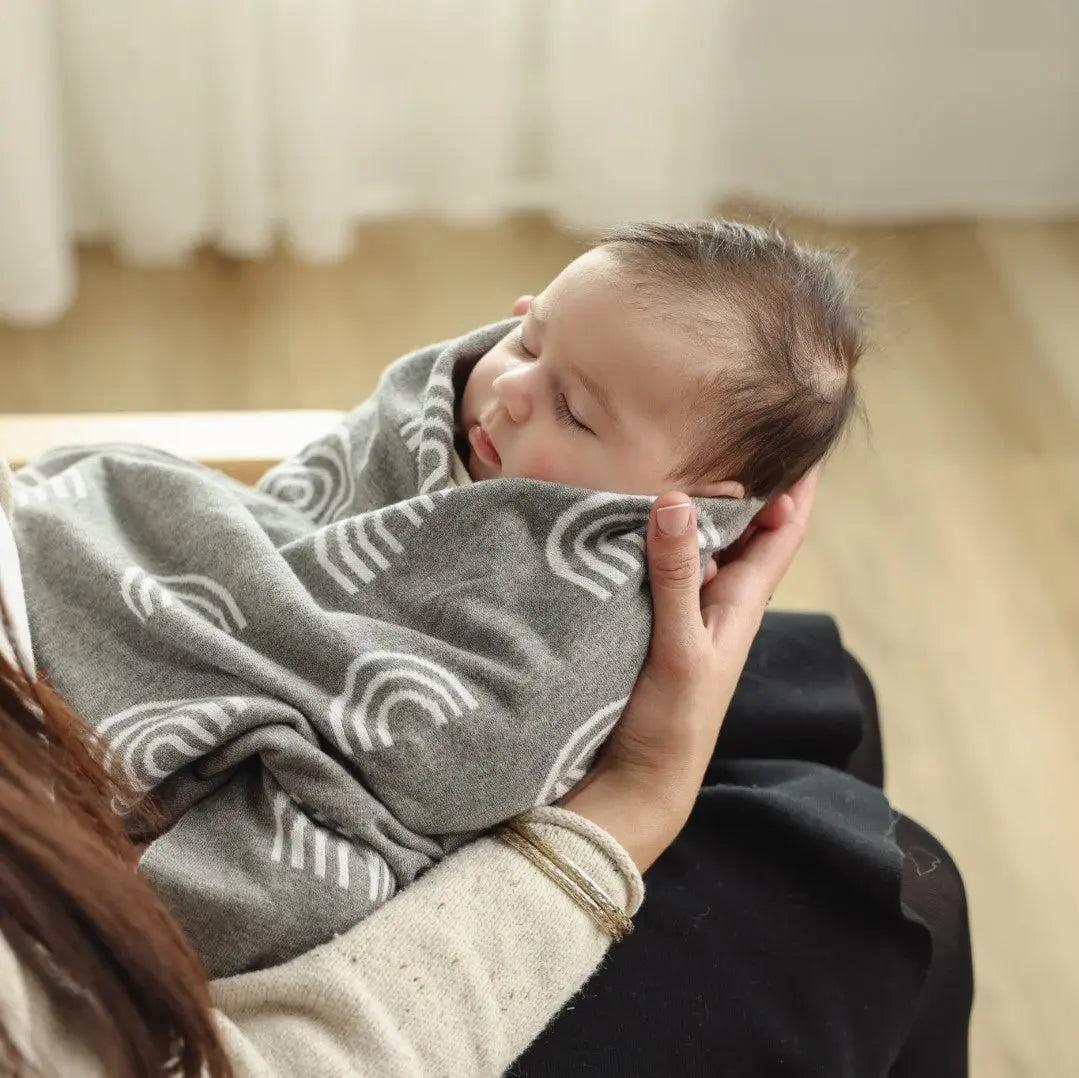 Rainbow Knit Swaddle Blankets Made from 100 Percent OEKO Tex Certified Cotton Bleu La La Everetts Place: Online Boutique
