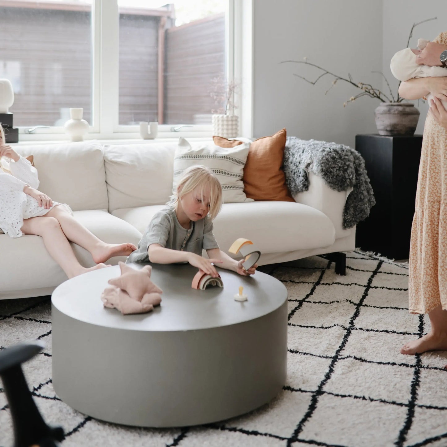 Rainbow Stacker Toy from Danish Hygge Collection for Learning and Play Mushie Everetts Place: Online Boutique
