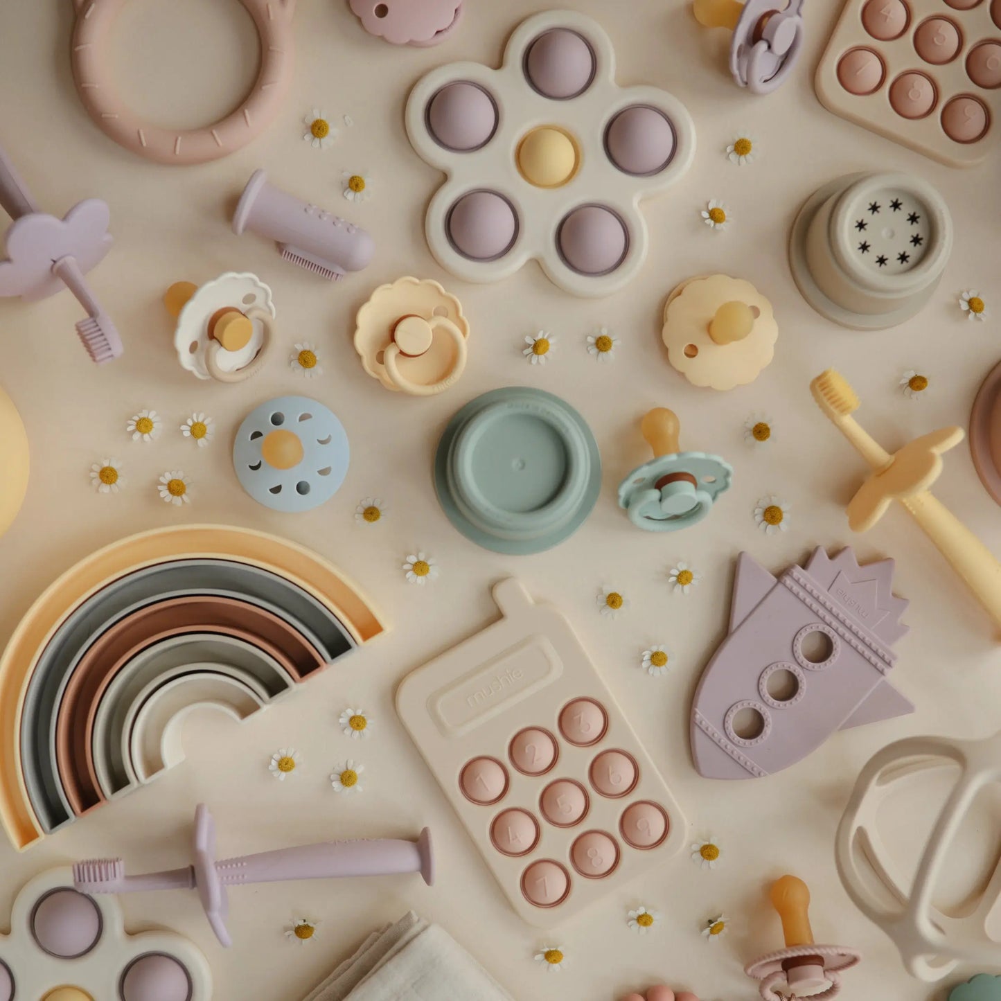 Rainbow Stacker Toy from Danish Hygge Collection for Learning and Play Mushie Everetts Place: Online Boutique