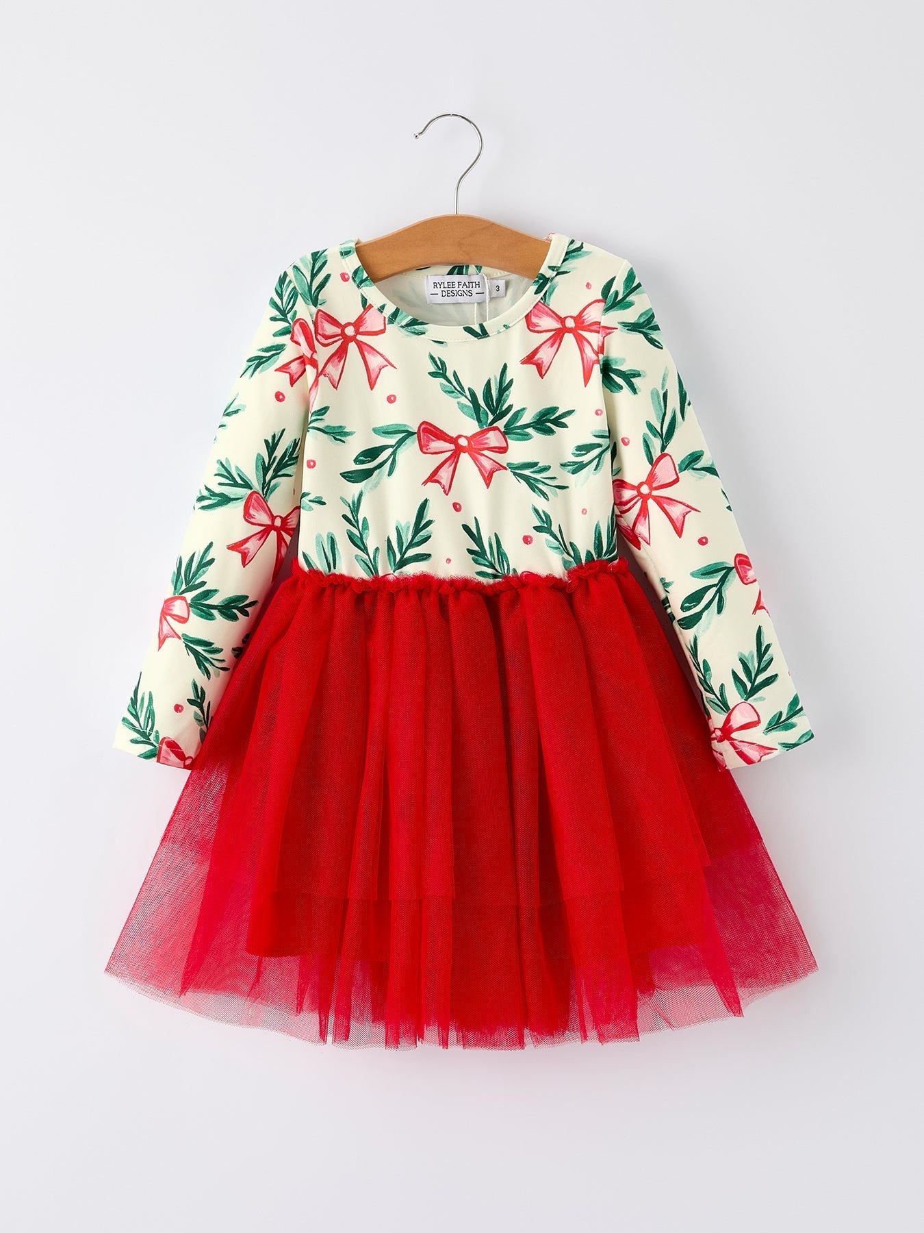 Red Tulle Skirt Christmas Tutu Dress With Holly Print Rylee Faith Designs Everetts Place: Online Boutique