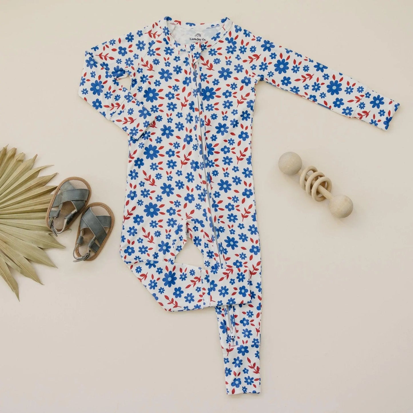 Red White And Blooms Bamboo Zippy Romper For Babies Little Joy Co. Everetts Place: Online Boutique