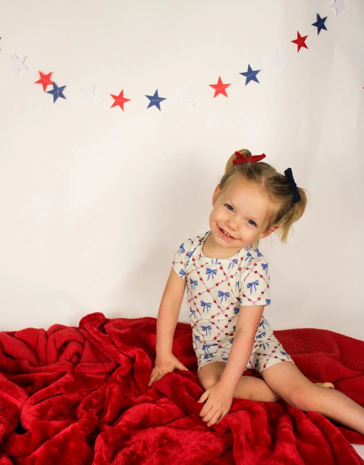 Red White and Bows Two Piece Bamboo Pajamas for Kids Little Joy Co. Everetts Place: Online Boutique