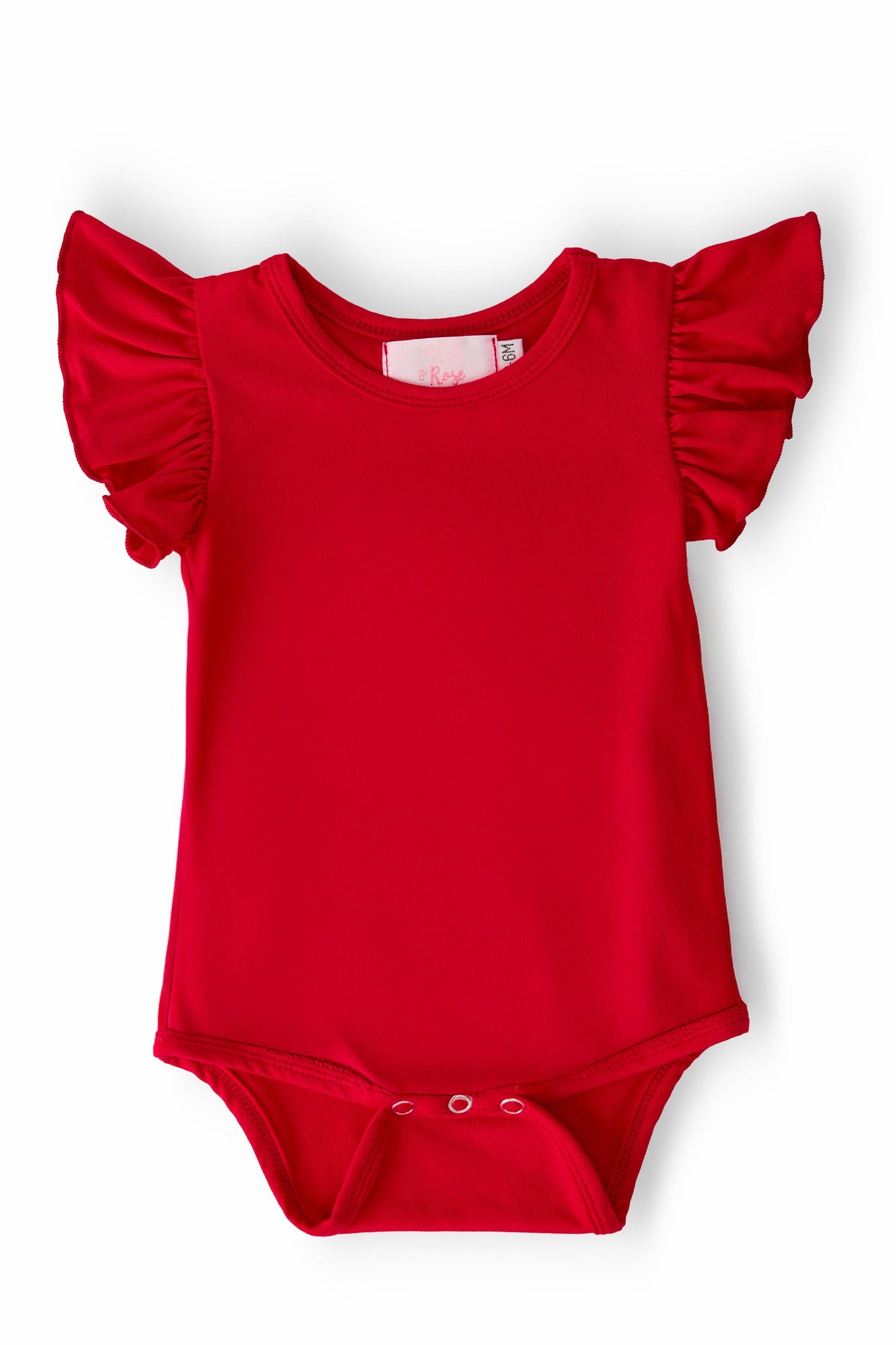 Mila & Rose ® Red Short Sleeve Flutter Bodysuit For Baby Mila Outfit - Apparel & Accessories > Clothing > Baby & Toddler Clothing > Baby One-Pieces Flutter Bodysuit S/S