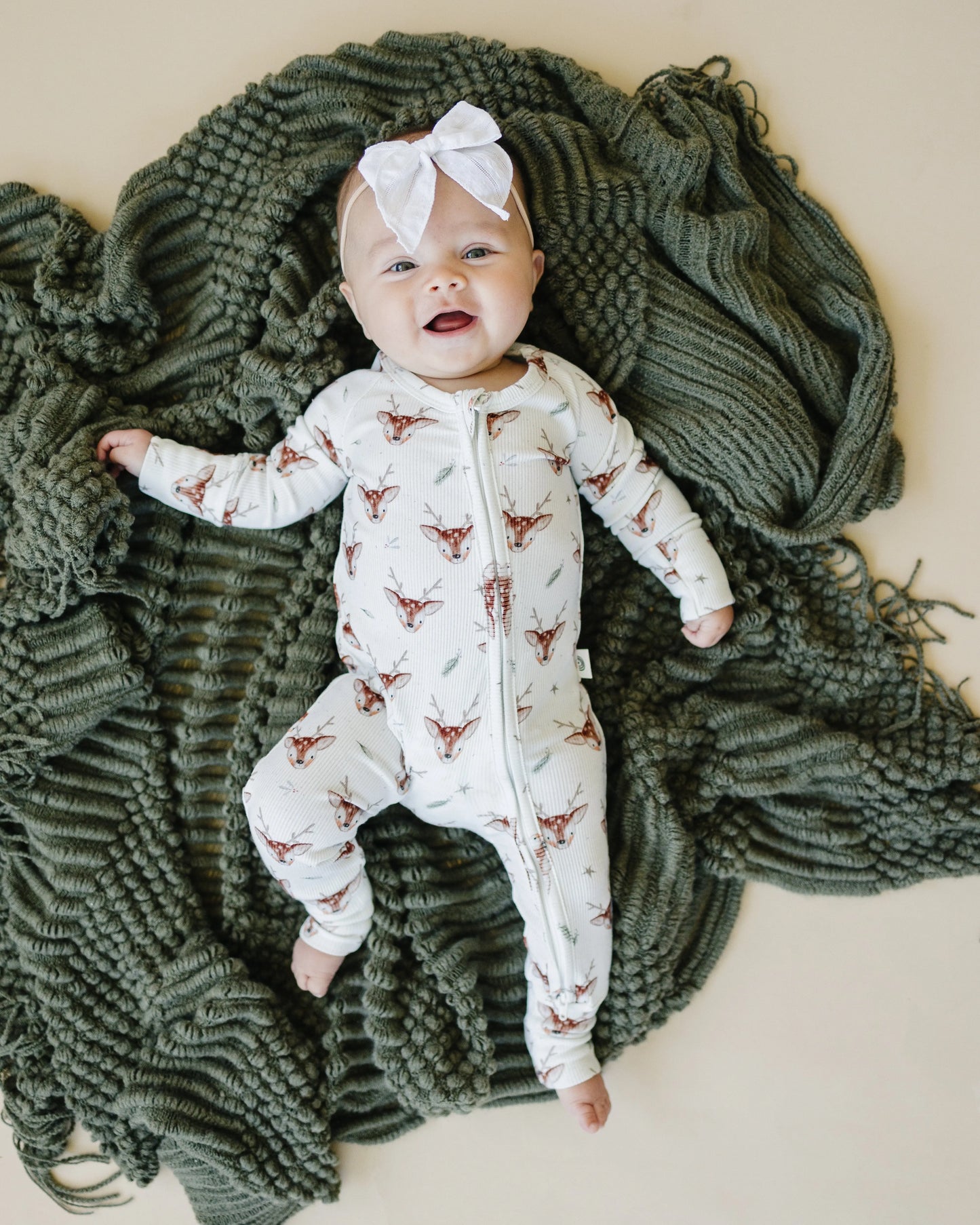 Reindeer Themed Bamboo Zippy Pajamas for Babies Cozy Little Joy Co. Everetts Place: Online Boutique