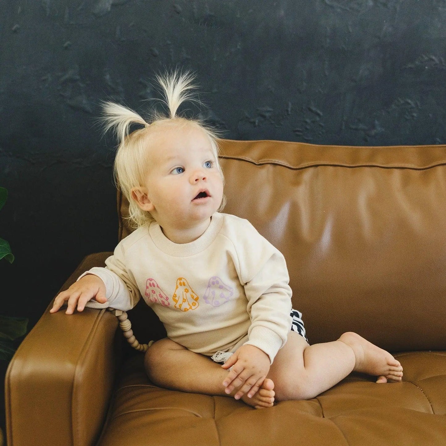 Retro Daisy Ghosts Organic Cotton Crewneck Little Joy Co. Everetts Place: Online Boutique