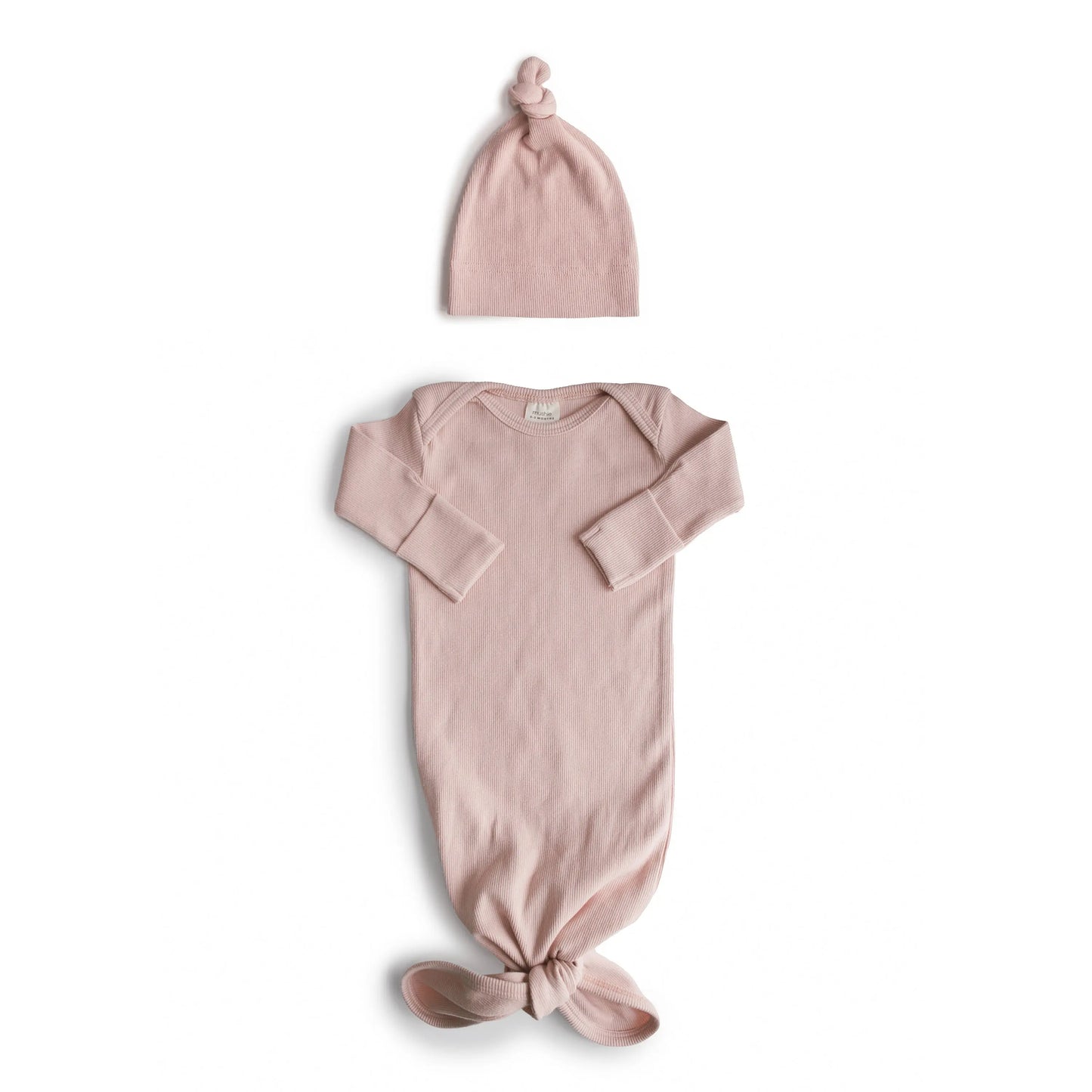 Ribbed Knotted Baby Gown and Beanie Set Made with Organic Cotton Mushie Everetts Place: Online Boutique 34.99