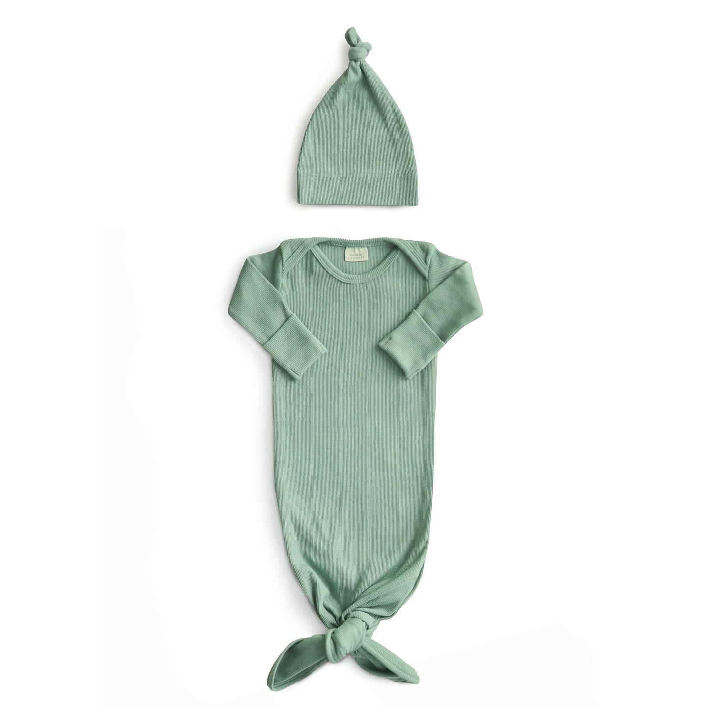Ribbed Knotted Baby Gown and Beanie Set Made with Organic Cotton Mushie Everetts Place: Online Boutique 34.99