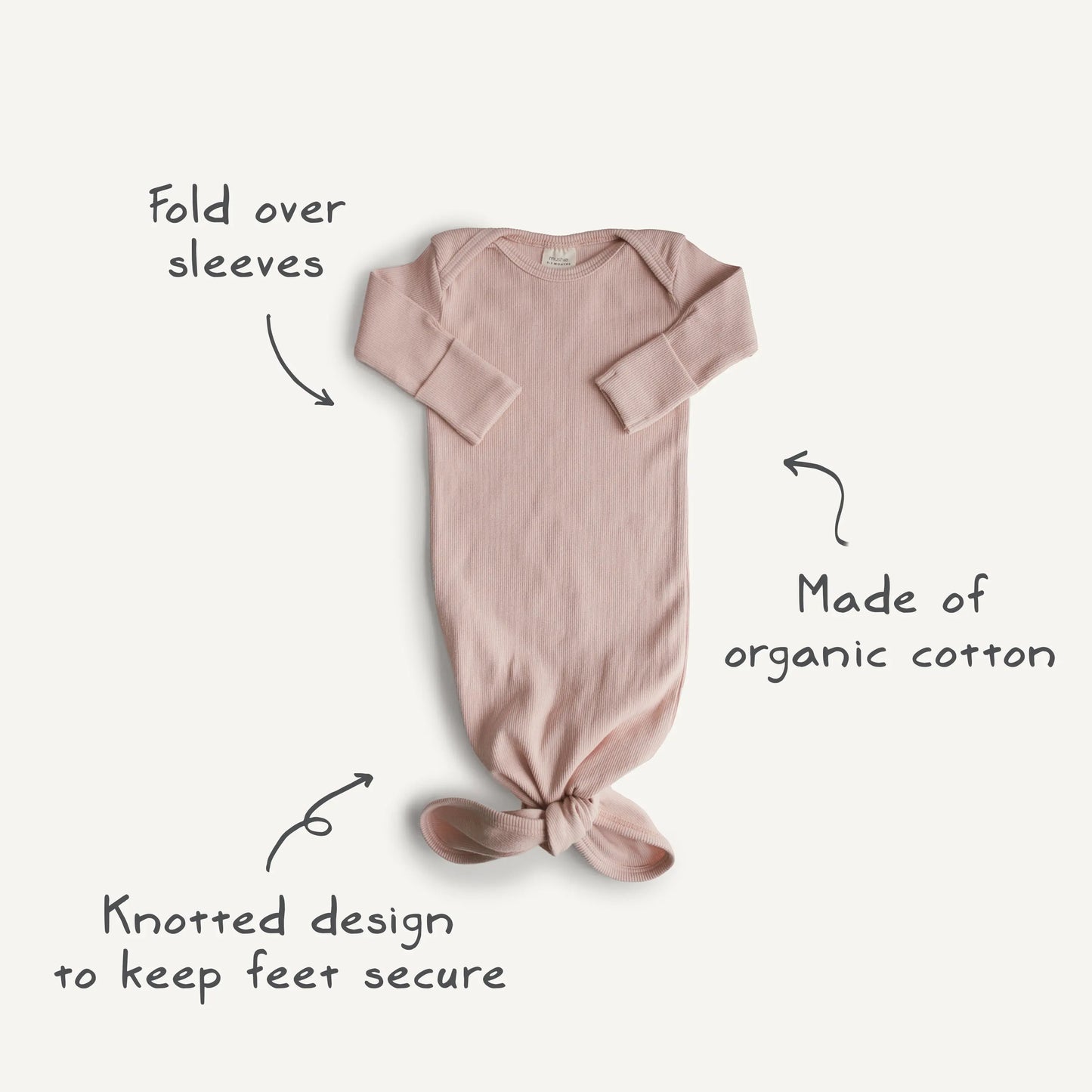 Ribbed Knotted Baby Gown and Beanie Set Made with Organic Cotton Mushie Everetts Place: Online Boutique