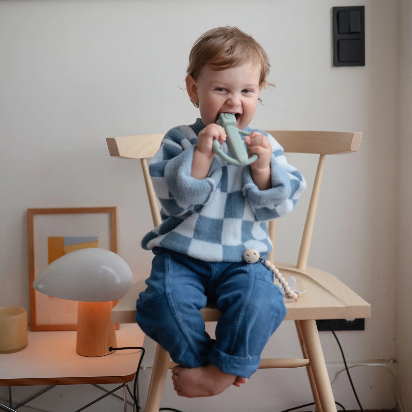 Robot Rattle Teether Silicone Toy for Babies with Built-In Rattle and Easy Grip Handles Mushie Everetts Place: Online Boutique