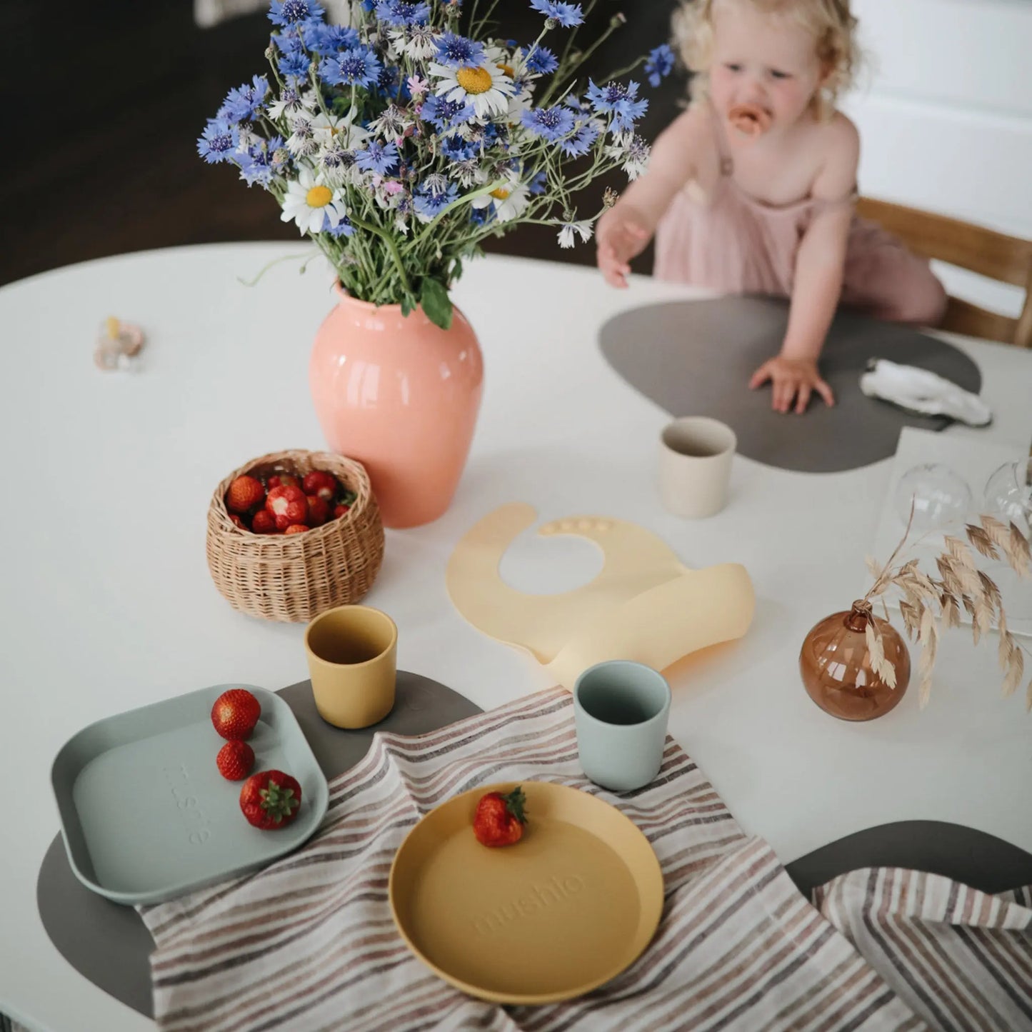 Round Dinnerware Plates BPA Free Plastic Set Dishwasher Microwave Safe Mushie Everetts Place: Online Boutique