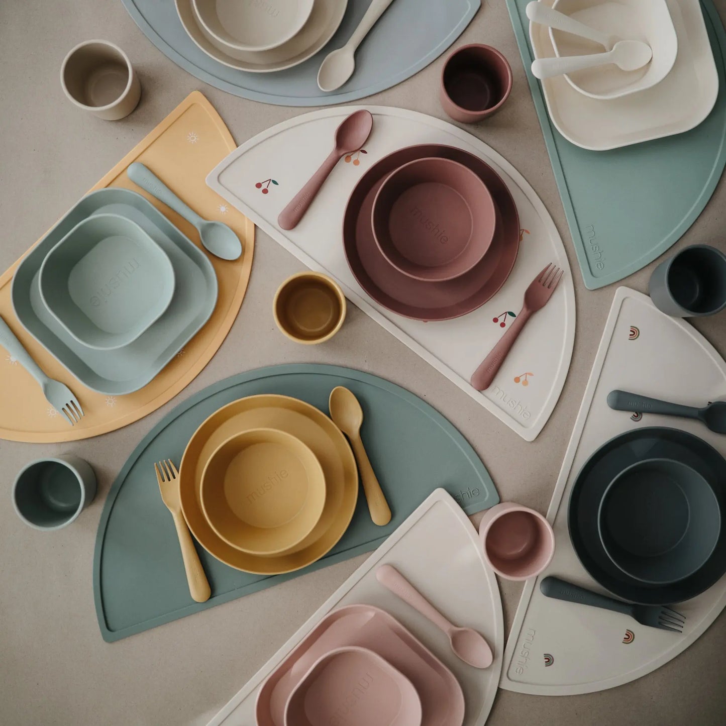 Round Dinnerware Plates BPA Free Plastic Set Dishwasher Microwave Safe Mushie Everetts Place: Online Boutique