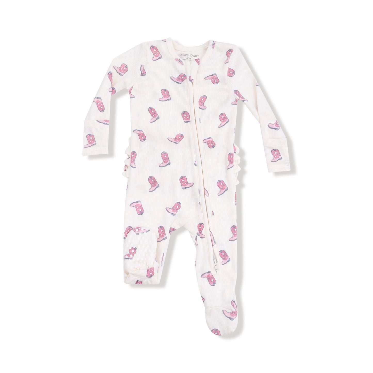Ruffle Back Zipper Footie 2 Way Easy Diaper Changes Cozy Angel Dear Everetts Place: Online Boutique