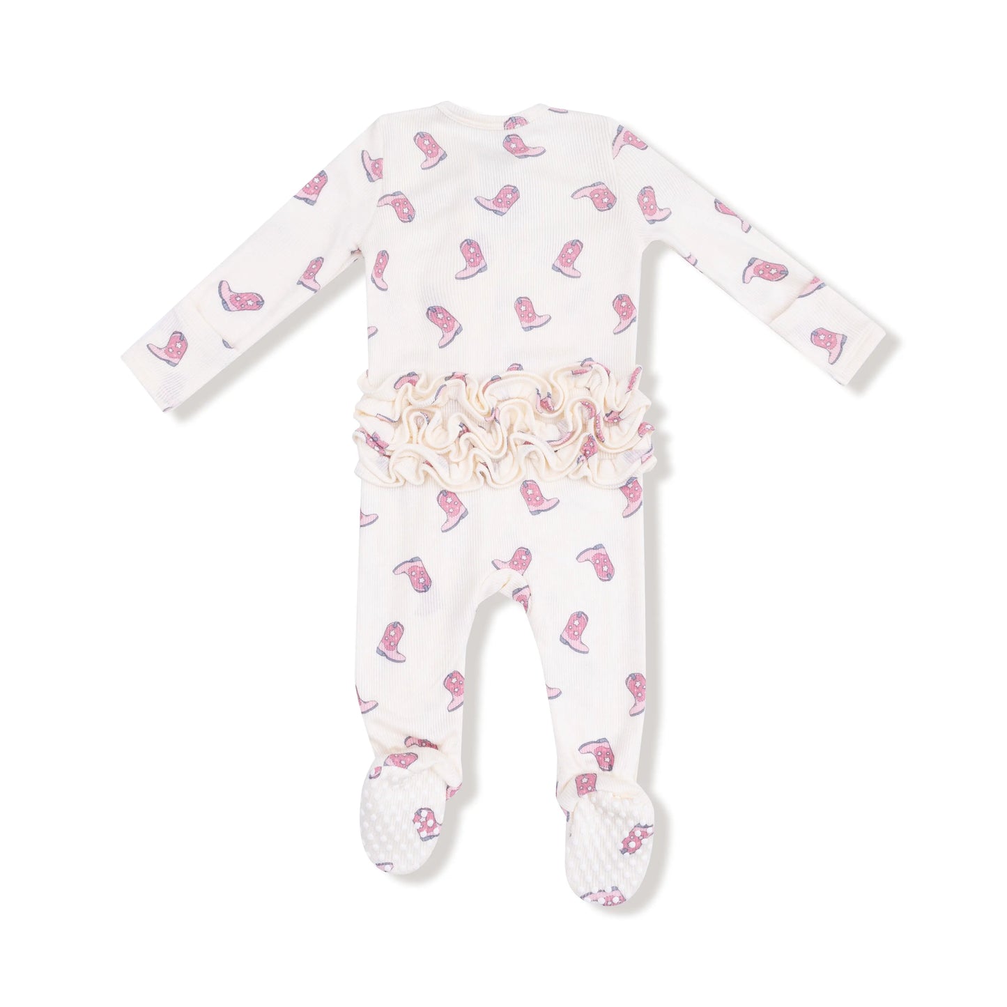 Ruffle Back Zipper Footie 2 Way Easy Diaper Changes Cozy Angel Dear Everetts Place: Online Boutique